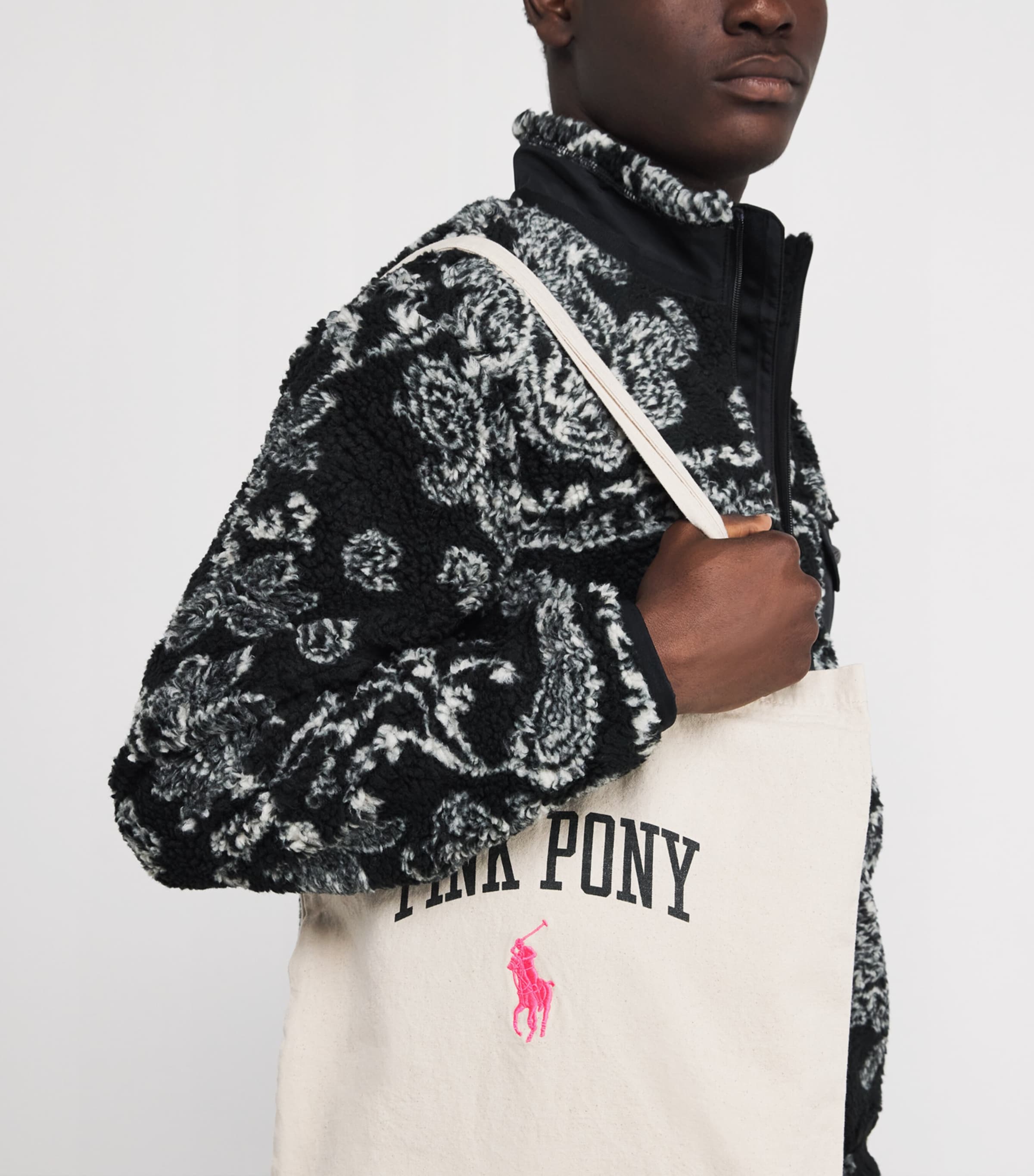 Canvas Pink Pony Shopper Tote Bag NATURAL MULTI Image 2