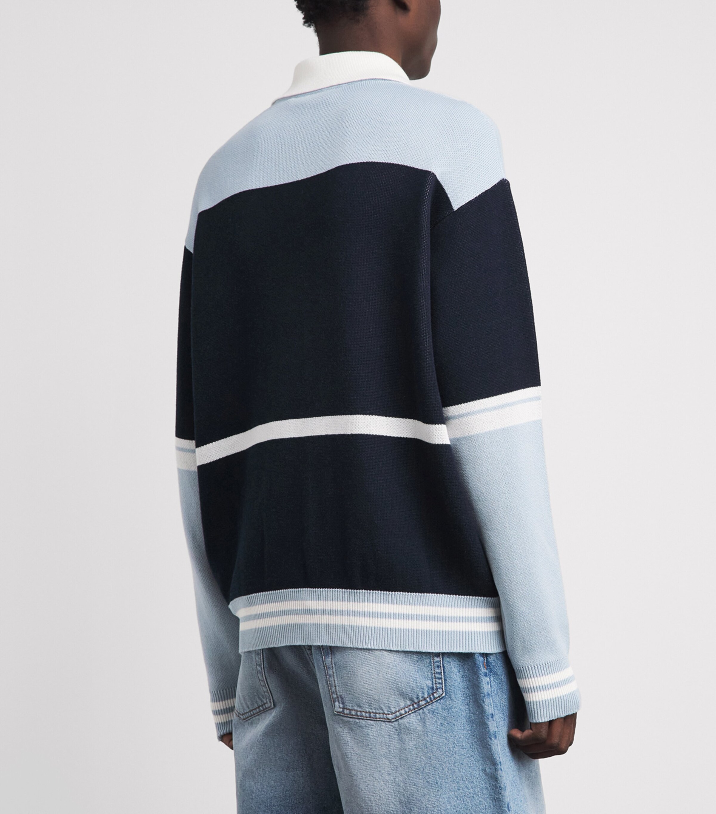 Off-White Cotton Oversized Polo Sweater Black Image 5
