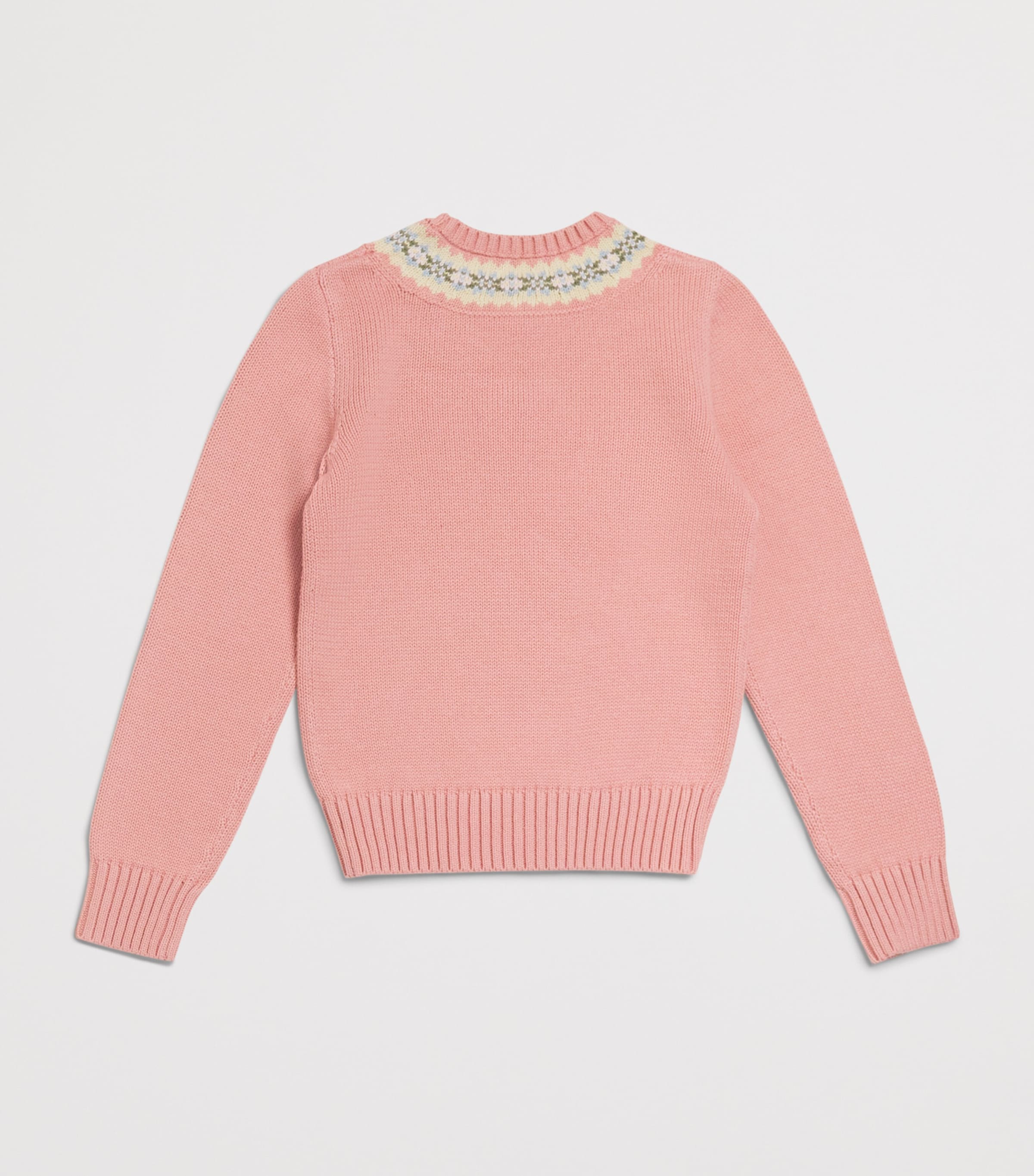 Ralph Lauren Kids Cotton Fair Isle Neckline Sweater (7-14 Years) Rose Multi Image 2