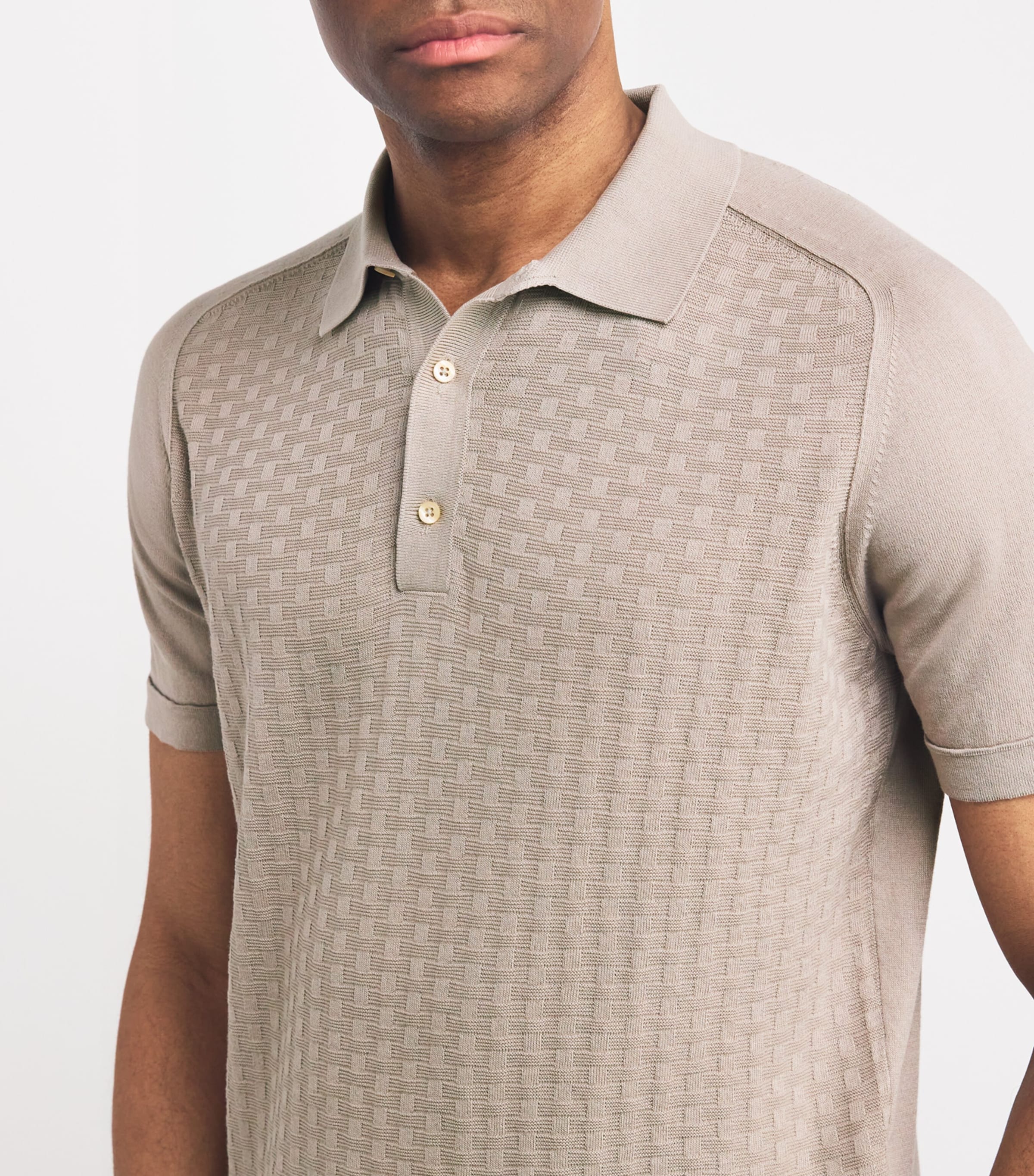 Cotton Textured Polo Shirt 025 GRY PC DYE STEEL Image 6