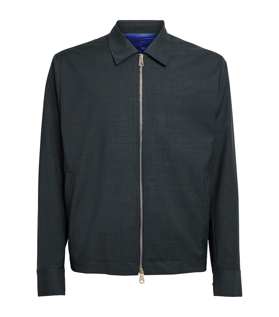 Paul Smith Mens Wool Harrington Jacket Dark Green Image 1