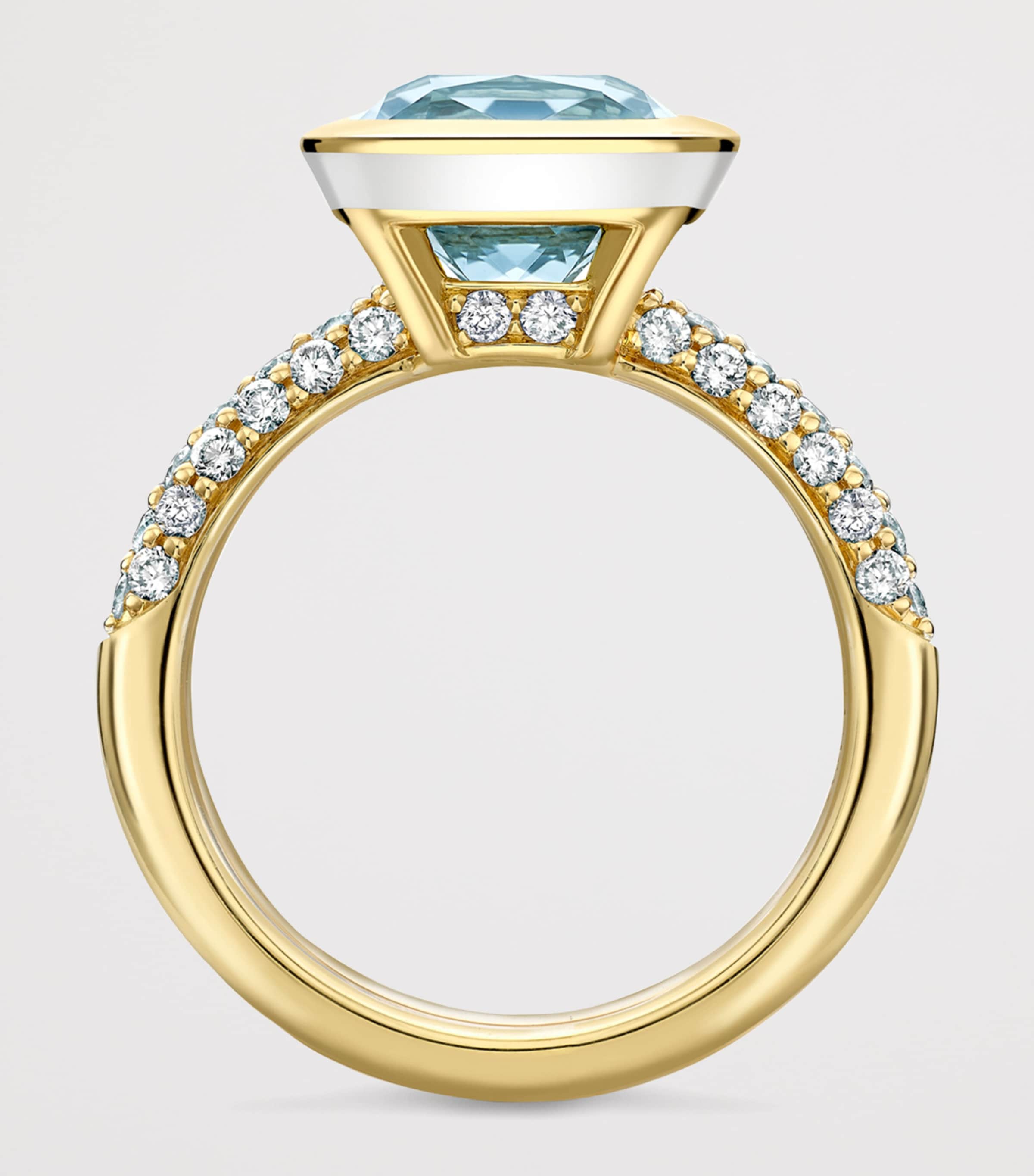 Boodles Yellow Gold, Diamond and Aquamarine Dolce Vita Cushion Ring Yellow Gold Image 4
