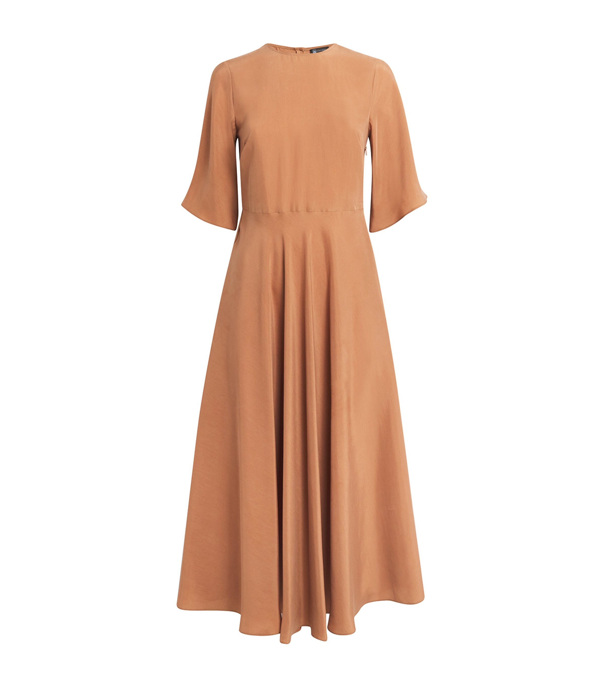 Colombo Brown Silk Belted Midi Dress
