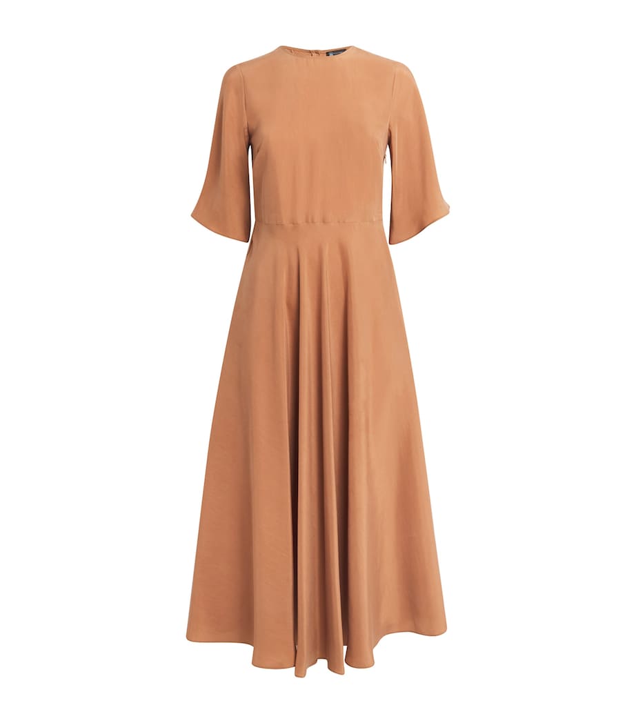 Colombo Womens Silk Belted Midi Dress Brown Image 1