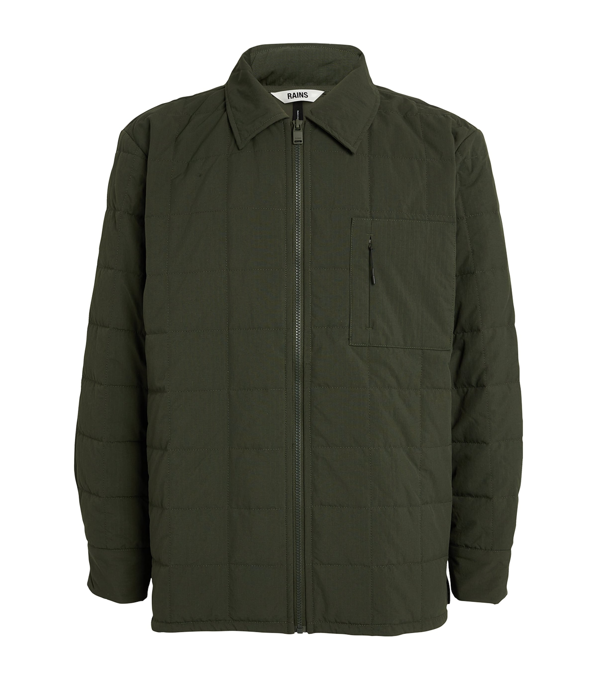 Shop Rains Quilted Zip-up Jacket In Green