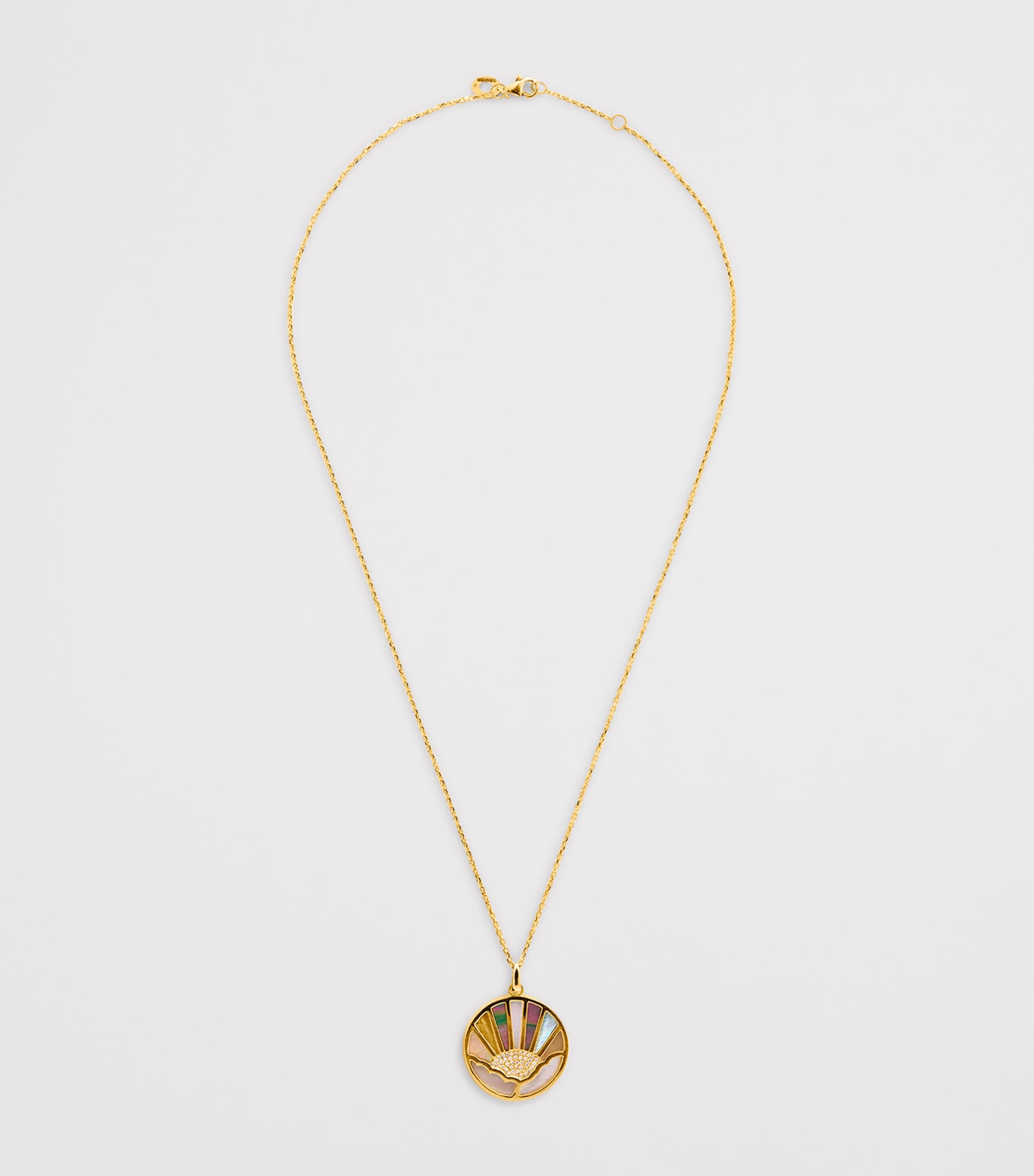 Yellow Gold, Diamond and Pearl Sunshine Necklace YELLOW GOLD Image 3