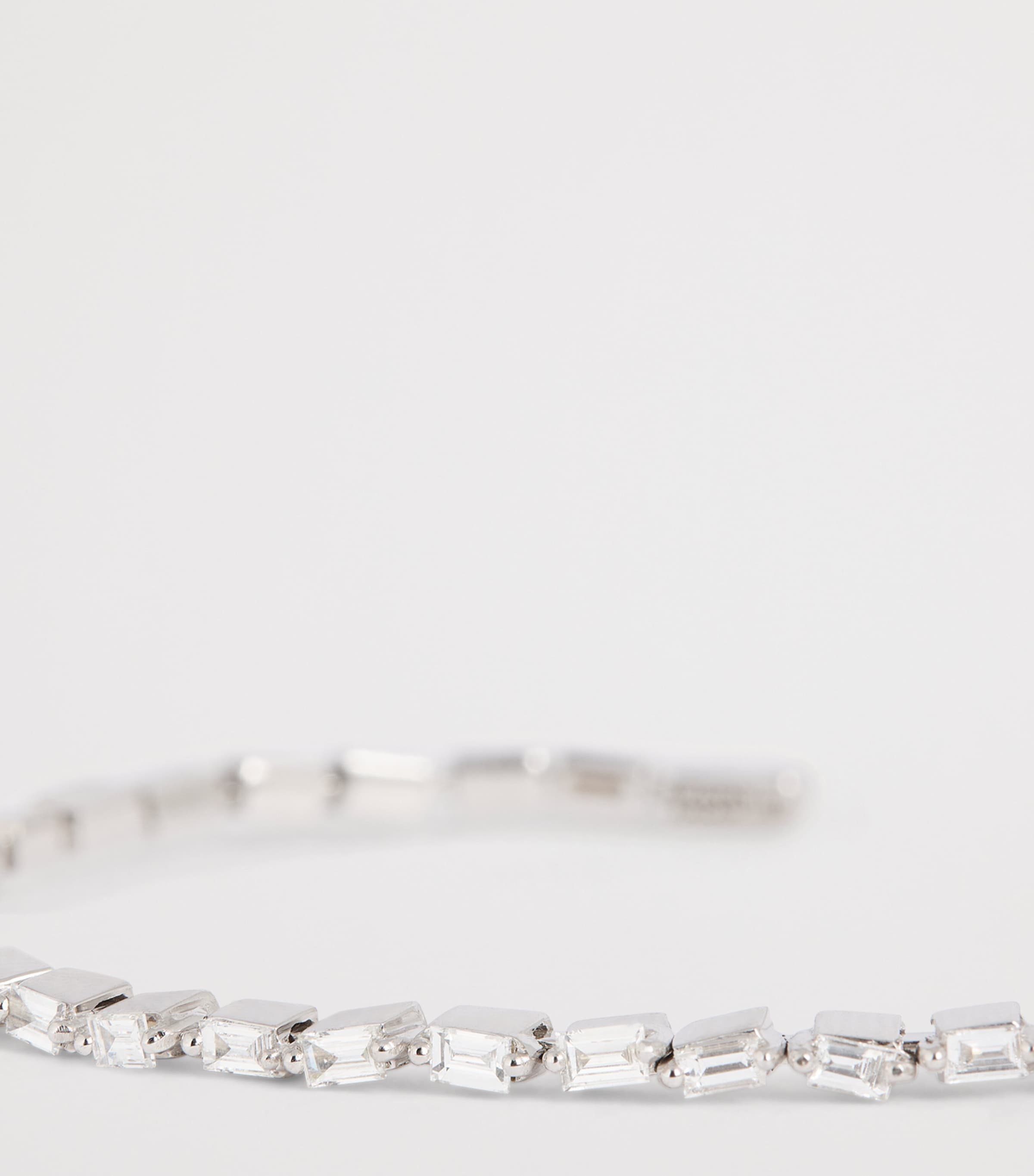 Small White Gold and Diamond Thin Bold Bangle 18K WG/WD Image 4