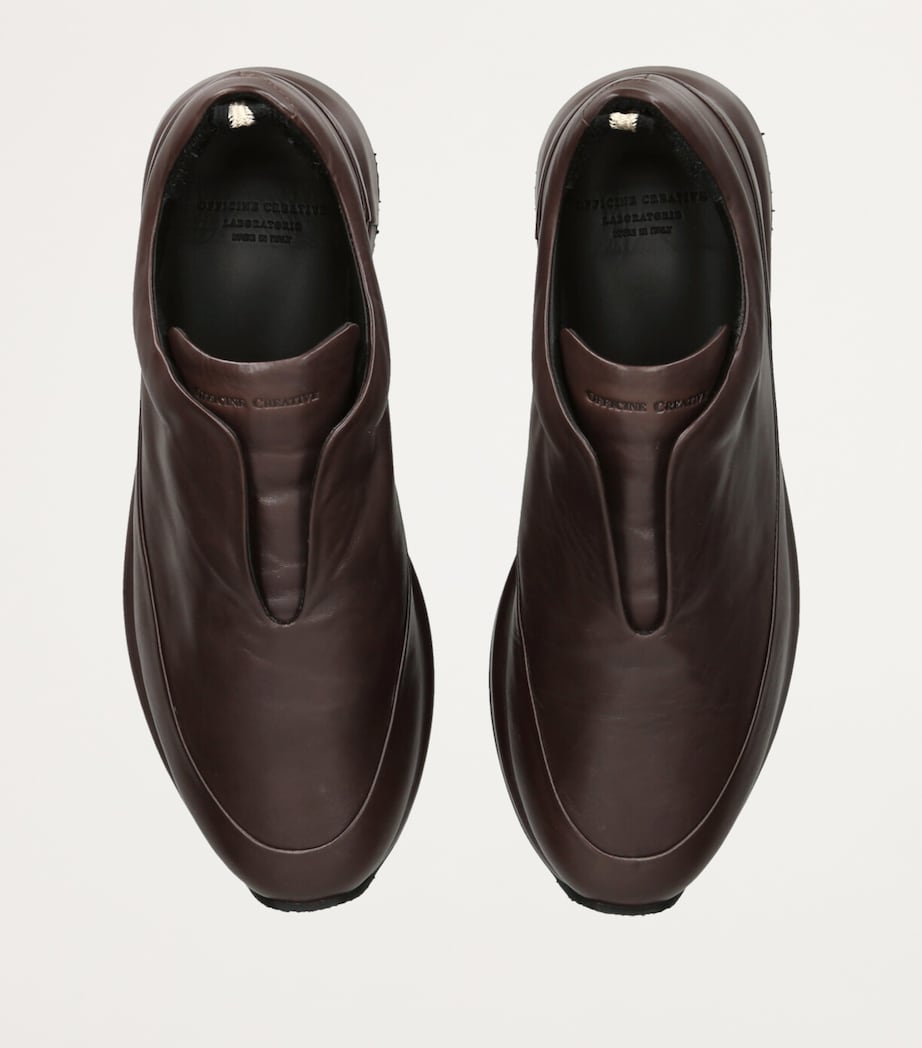 Leather Race Slip-On Sneakers DARK BROWN Image 4