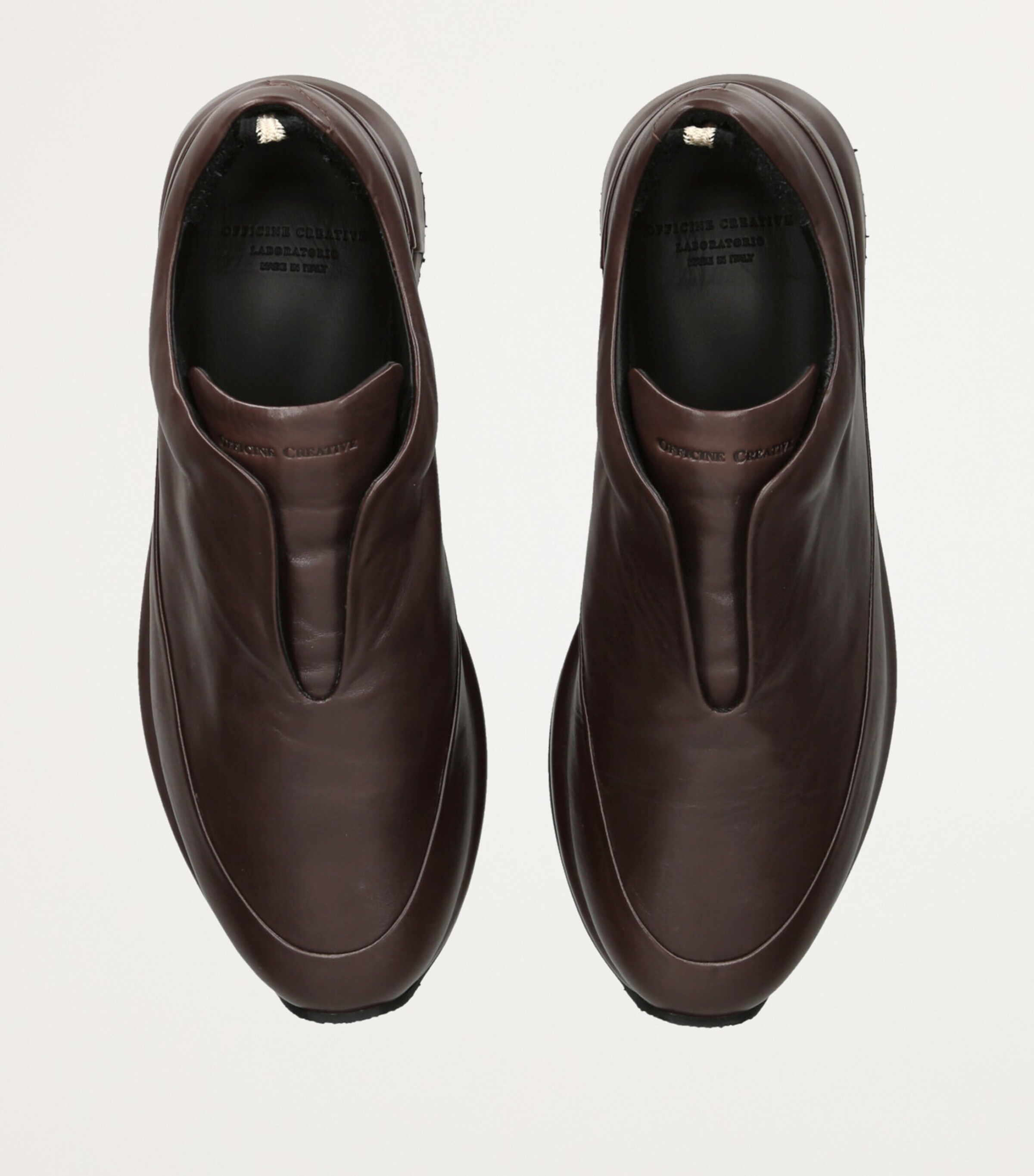 Officine Creative Brown Leather Race Slip-On Sneakers 