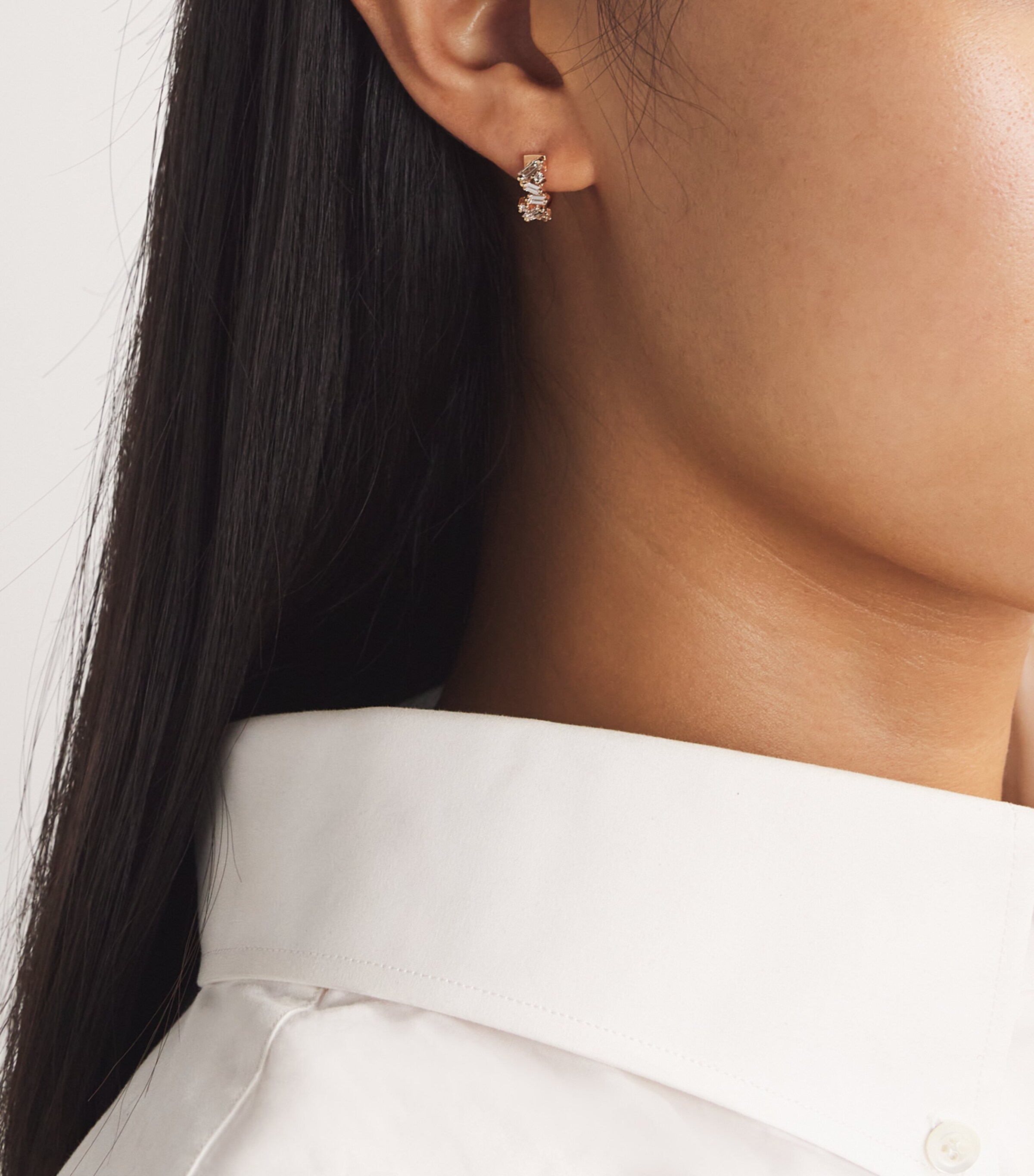 Rose Gold and Diamond Frenzy Huggie Earrings 18K RG/WD Image 2