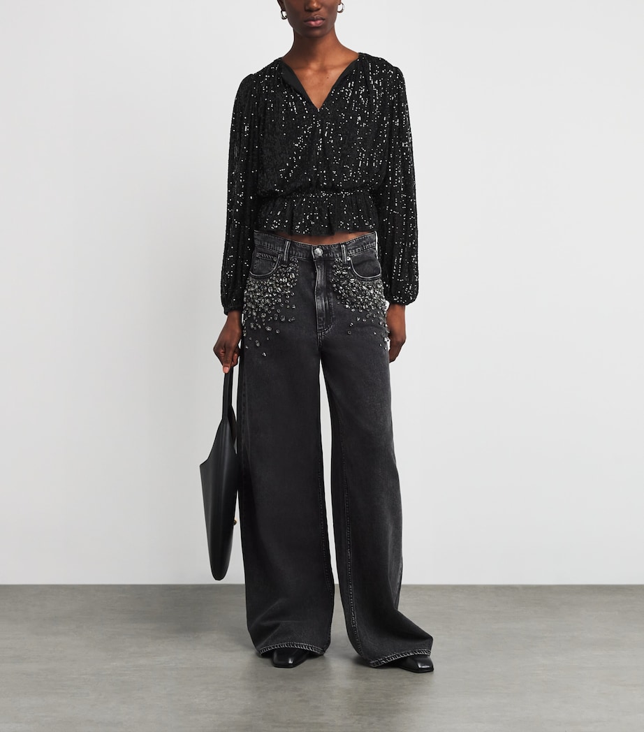 Sequinned Vilma Blouse BLACK Image 2