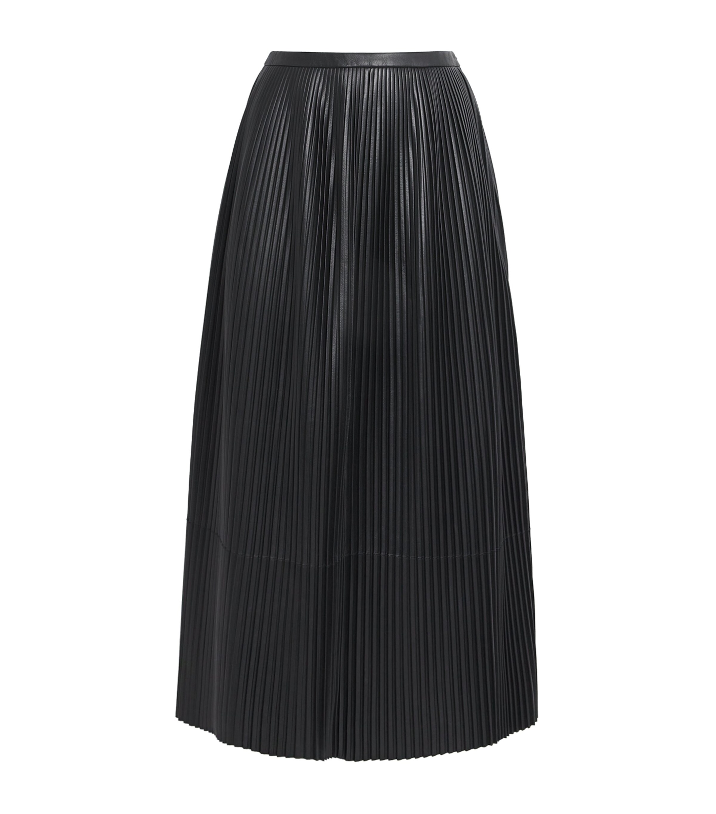 Joseph Womens Nappa Leather Didi Midi Skirt Black Image 1