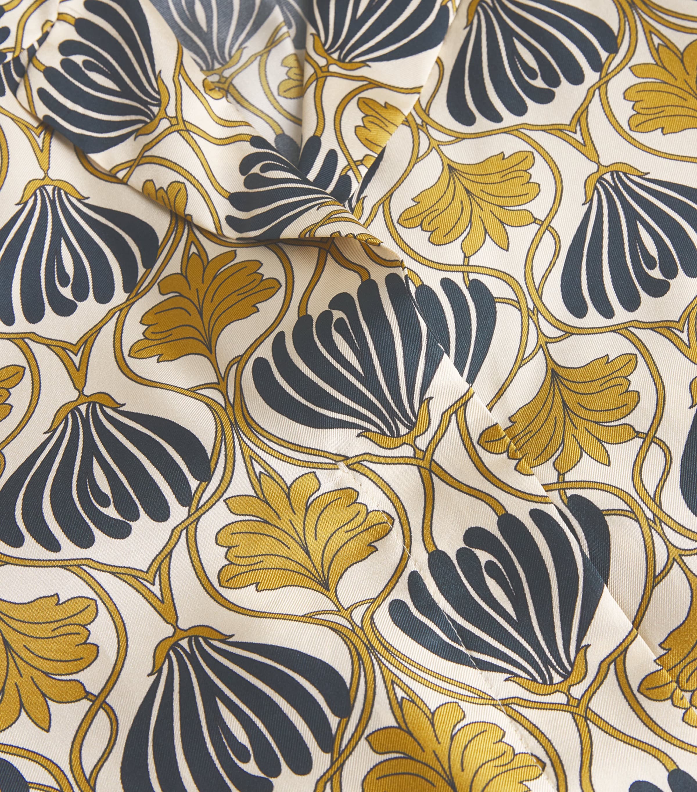 Silk Patterned Kaftan Midi Dress MUSTARD Image 5