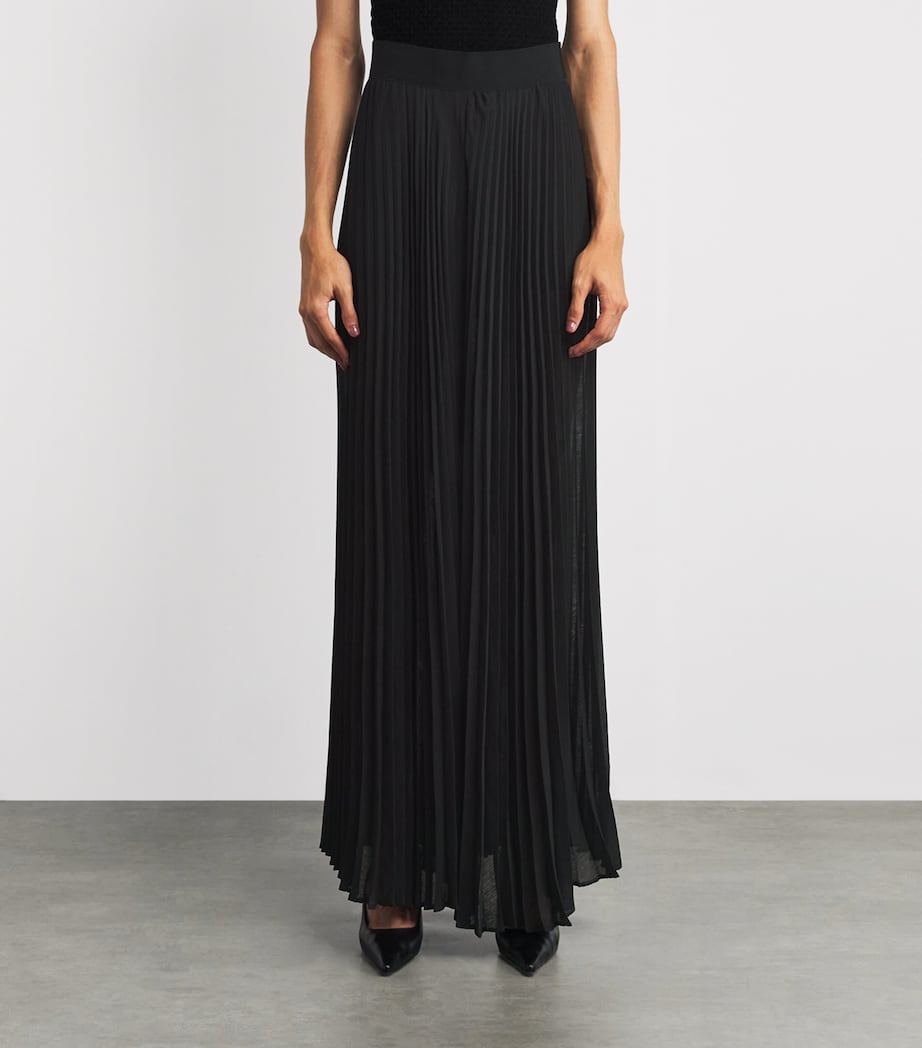 Athena Pleated Wide-Leg Trousers BLACK A001 Image 3