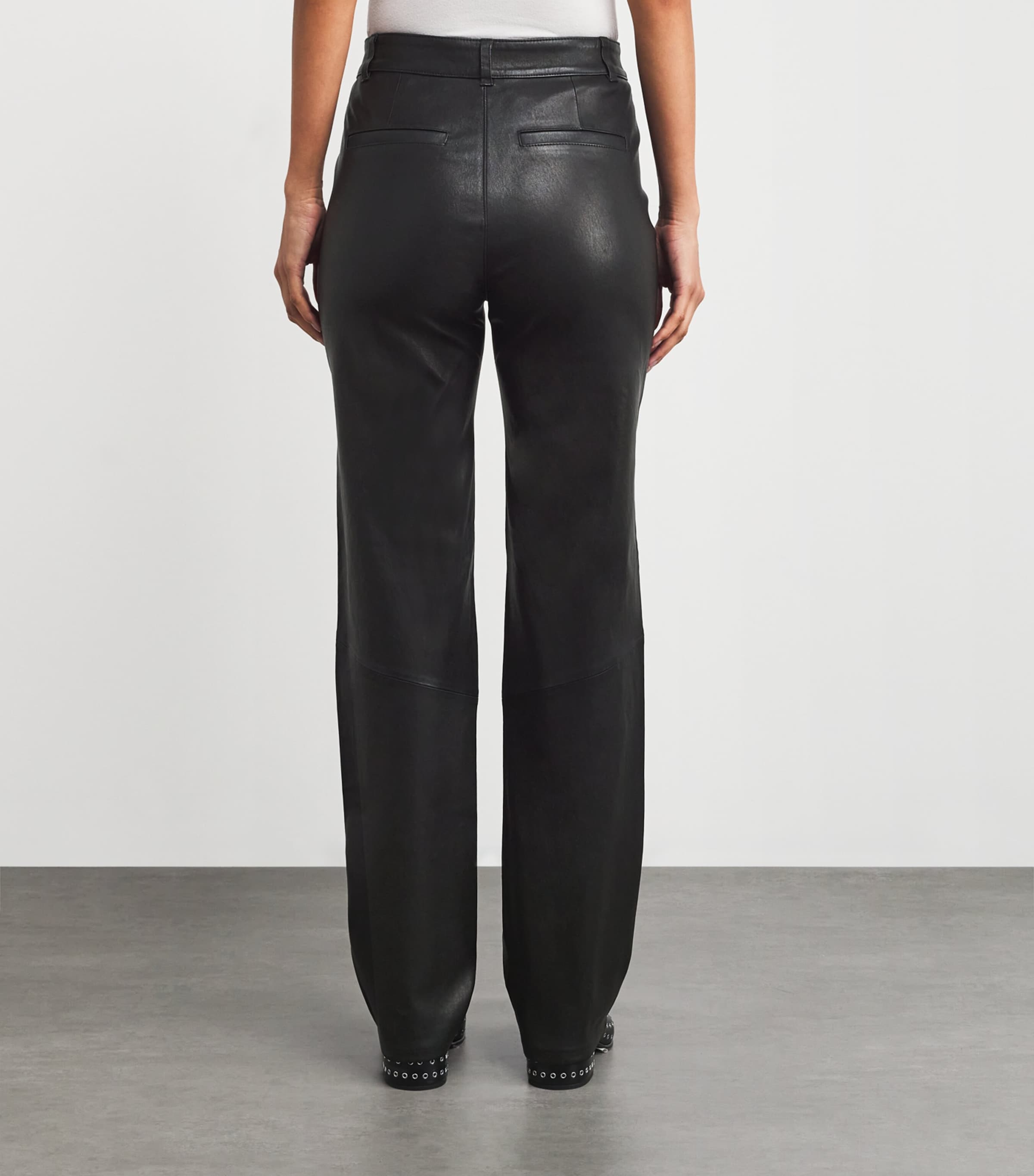 Leather Stevie Straight Trousers BLACK Image 4