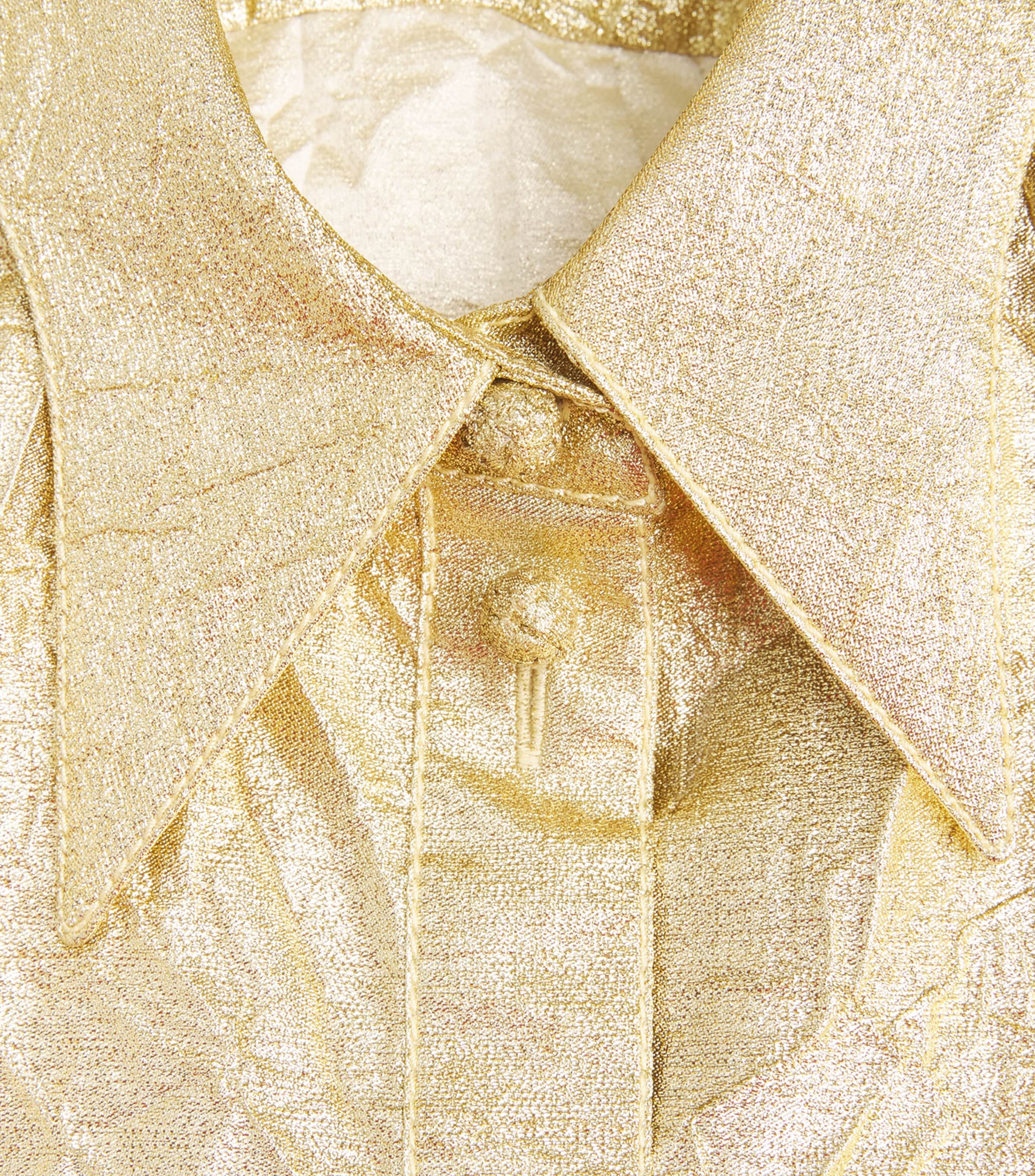 Tory Burch Silk-Blend Crushed Metallic Women Shirt - Gold Tory Burch Silk-Blend Crushed Metallic Women Shirt - Gold