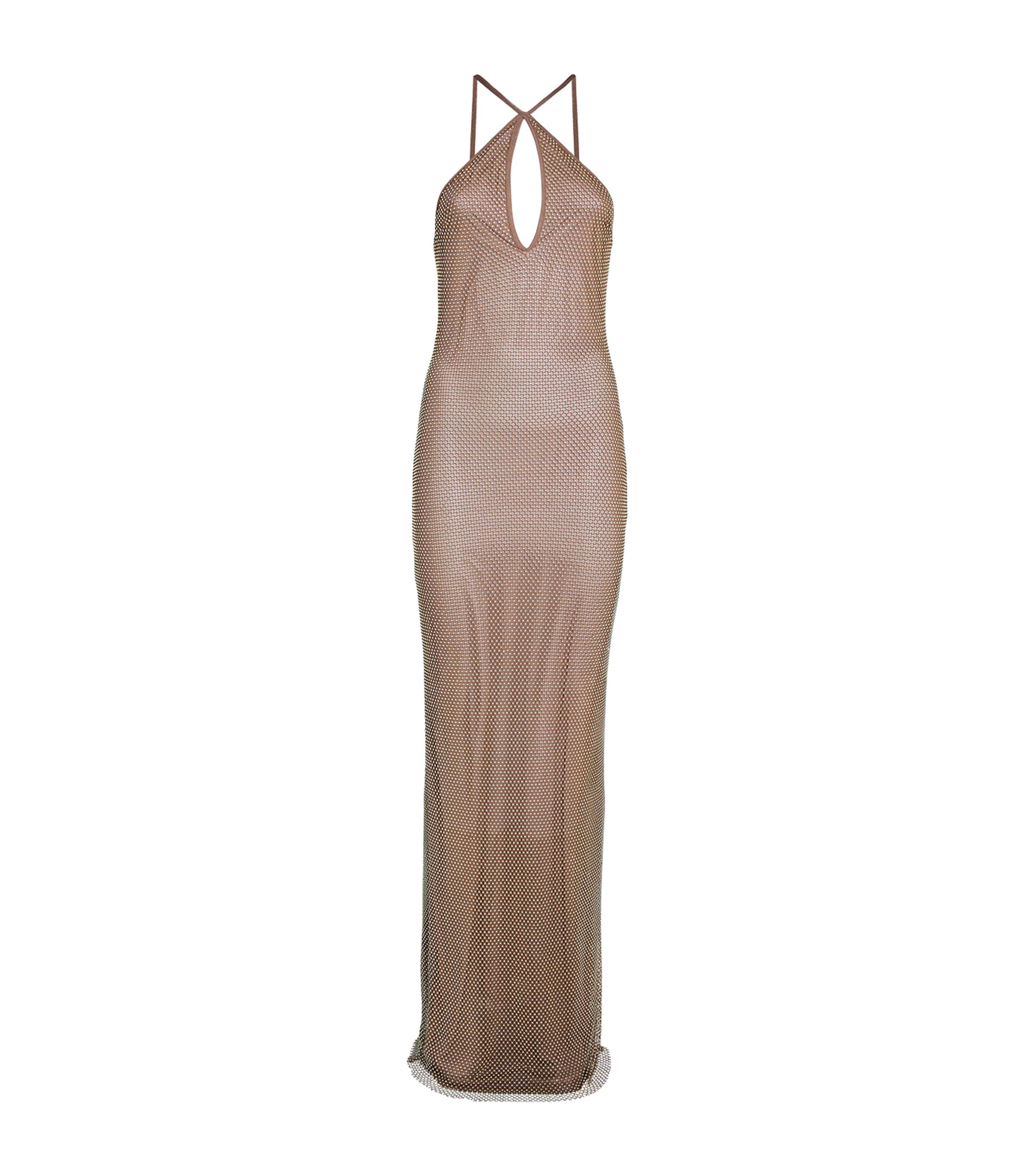 New Arrivals Crystal Embellished Lynn Maxi Dress In Metallic