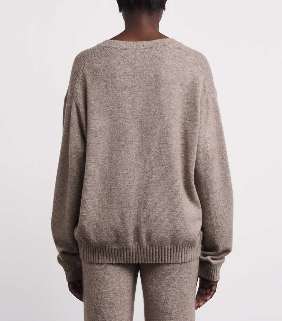 Skims Womens Wool-Cashmere Blend V-Neck Sweater Linen Image 4