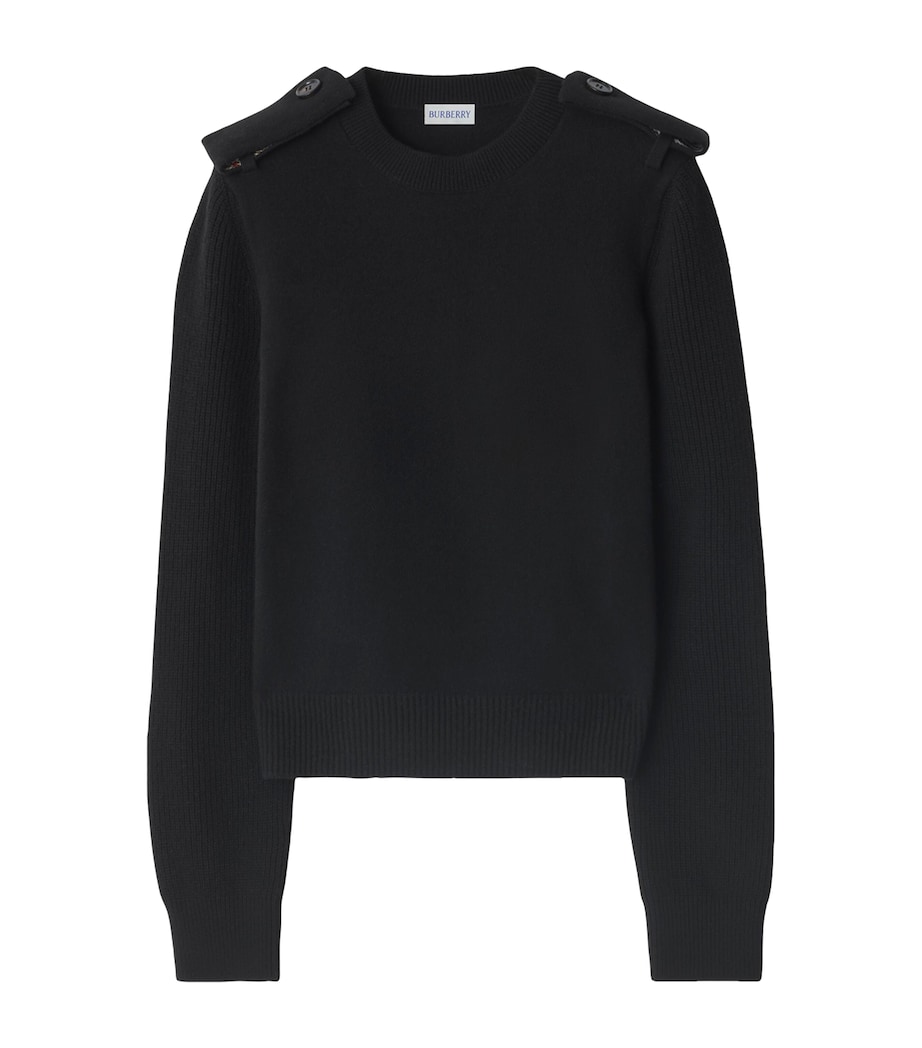 Wool-Cashmere-Blend Epaulette Sweater BLACK Image 1