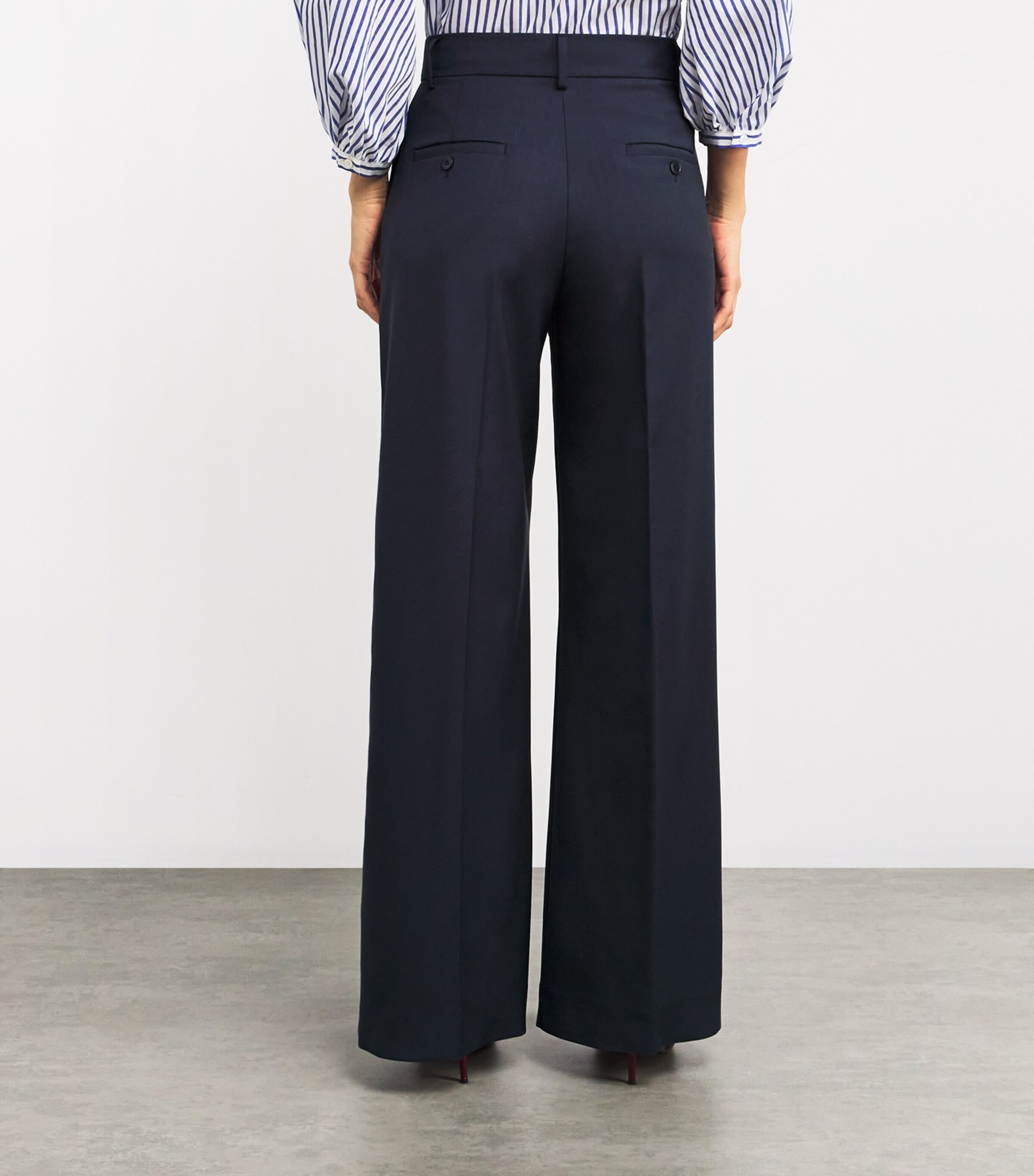 Virgin Wool Tailored Trousers NAVY Image 4
