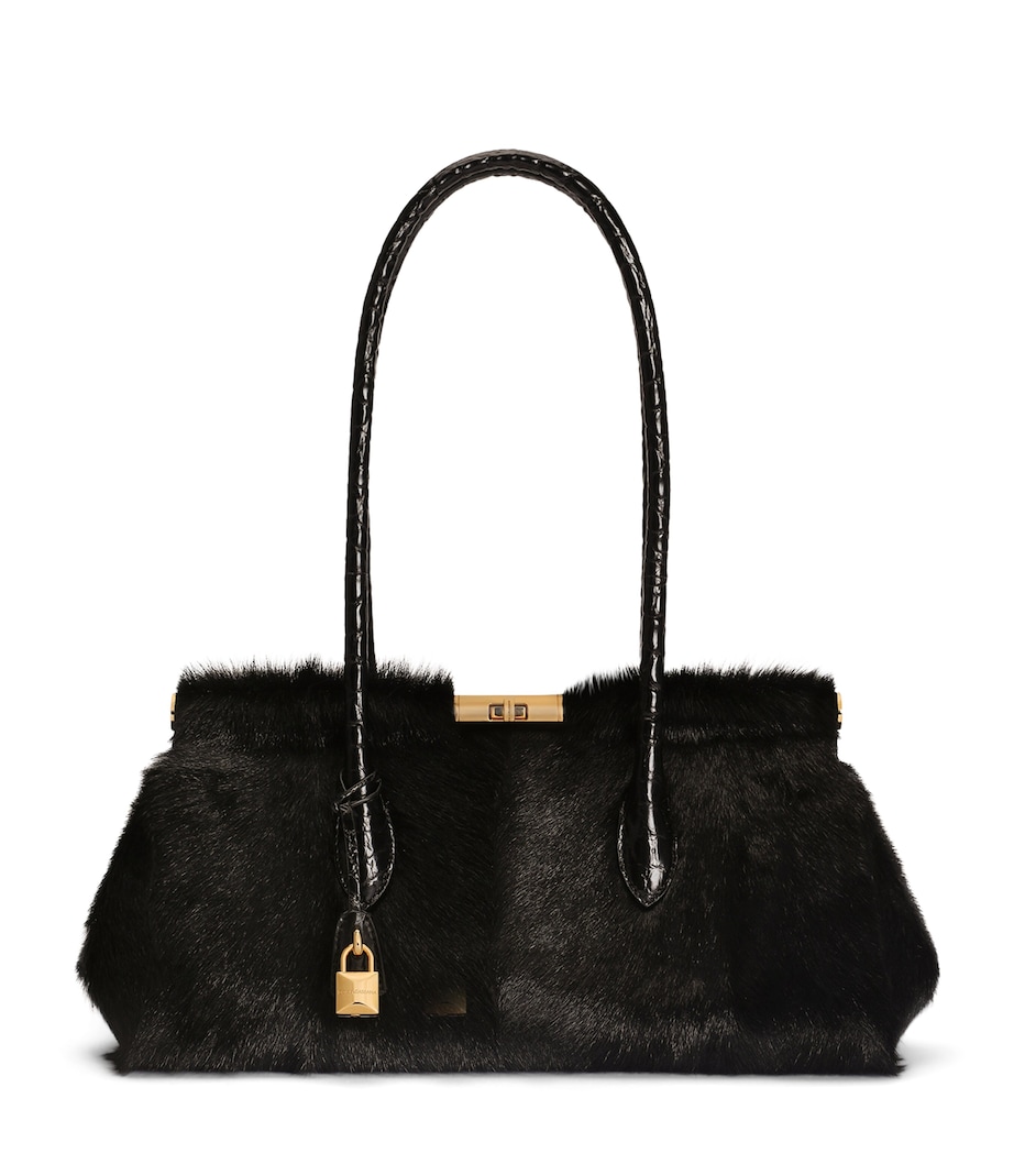 Dolce&Gabbana Goat Fur Marlene Top-Handle Bag Black/bla Image 1
