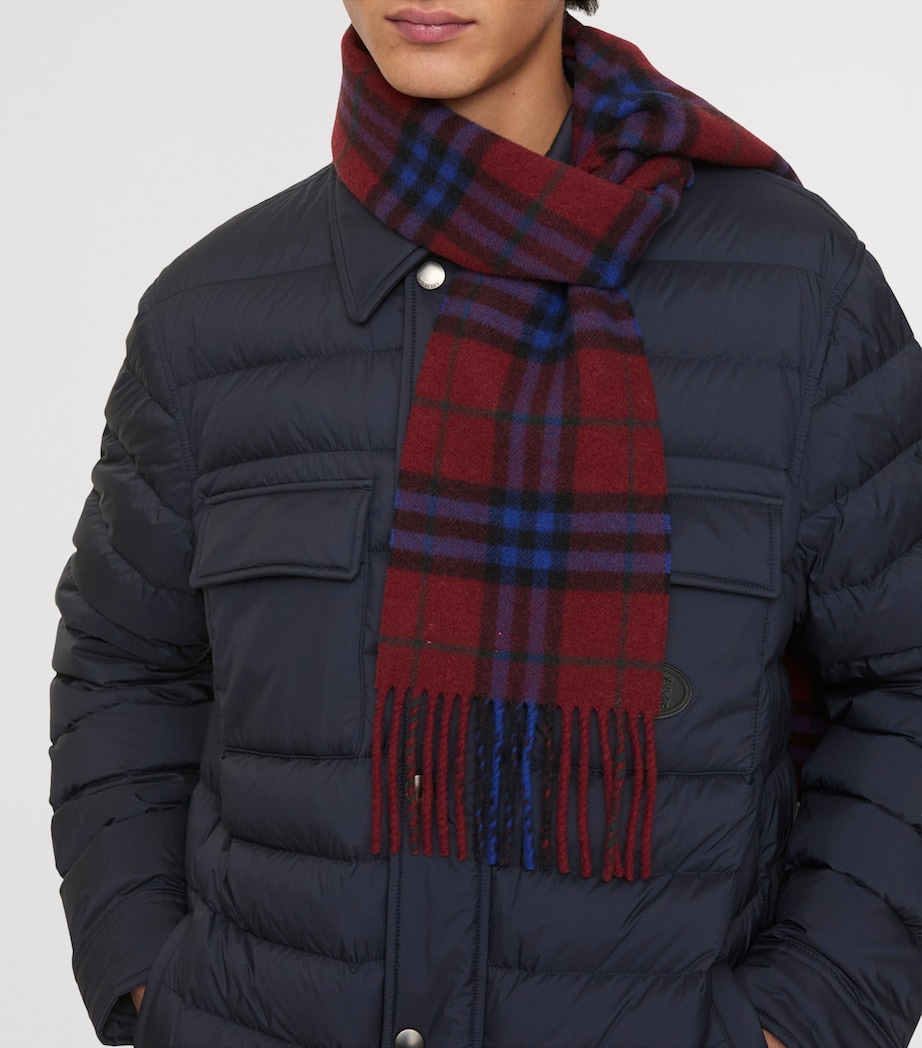 Cashmere Narrow Check Scarf SASH RED Image 4