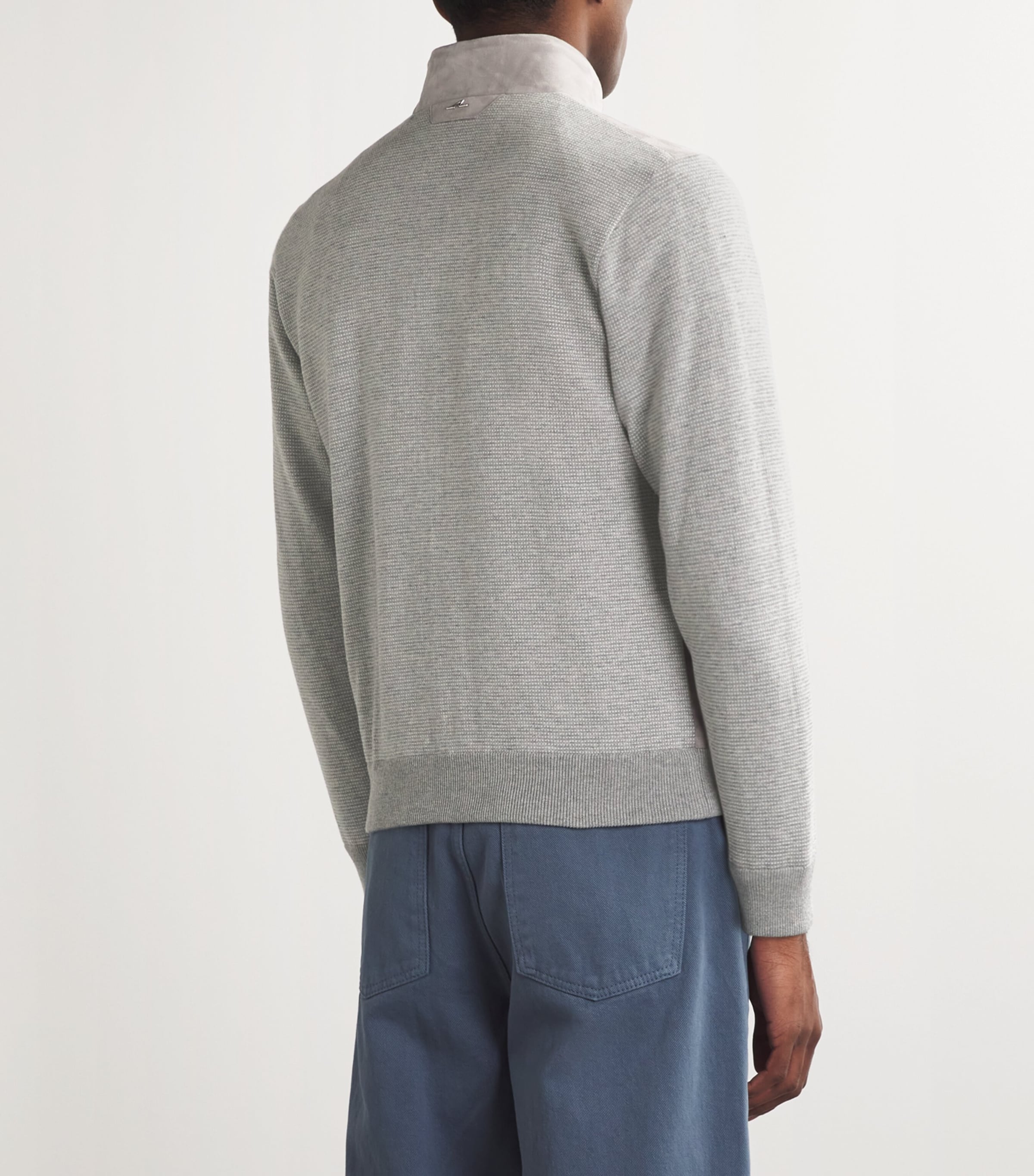 Suede Zip-Up Jacket 376BRHT WHT-MN MST Image 4