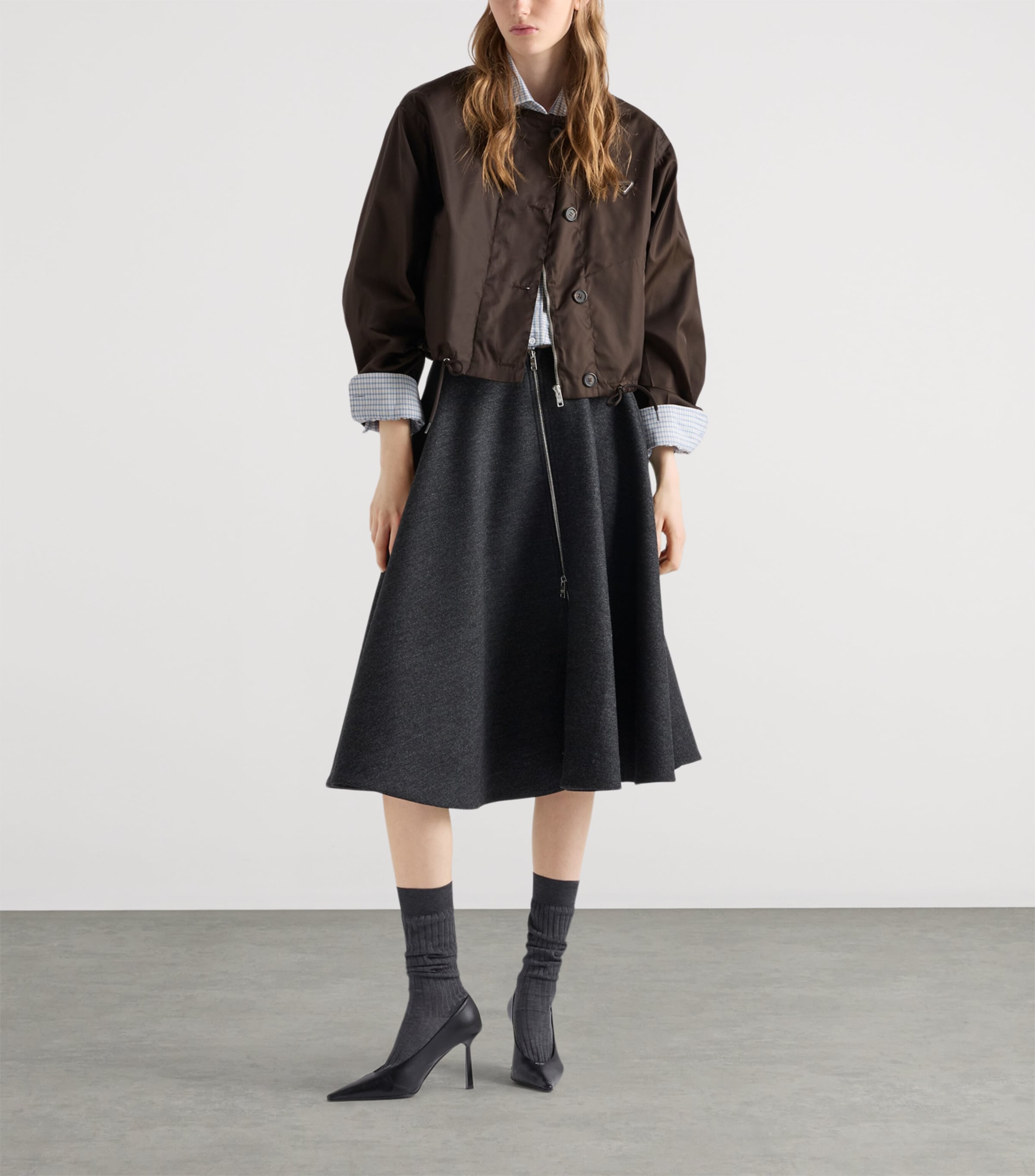 Prada Womens Re-Nylon Triangle Jacket Brown Image 2