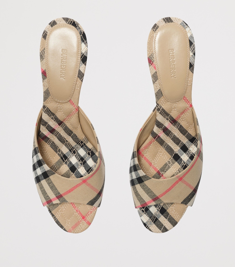 Burberry Linen-Blend Check Mews Mules 65 Sand Ip Check Image 2