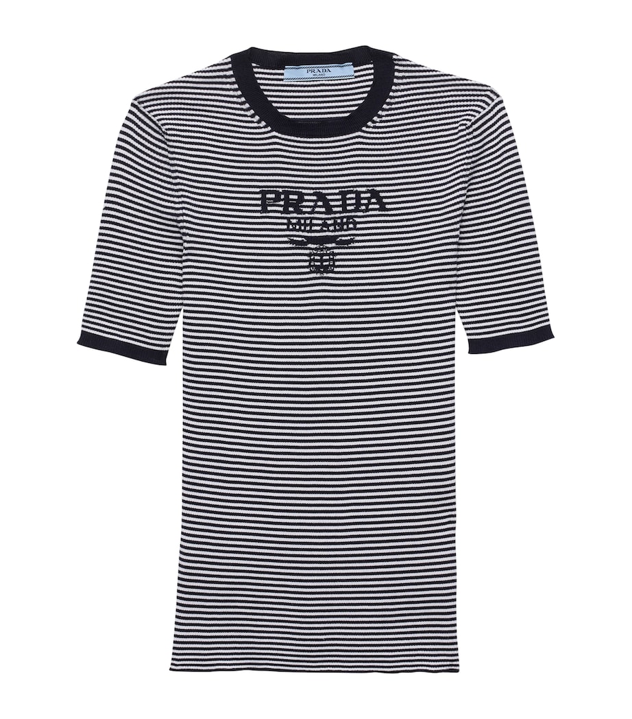 Prada Womens Silk Cropped Logo Sweater Image 1