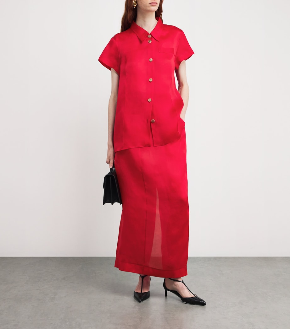 Silk Lucian Pencil Midi Skirt 625 RASPBERRY Image 2