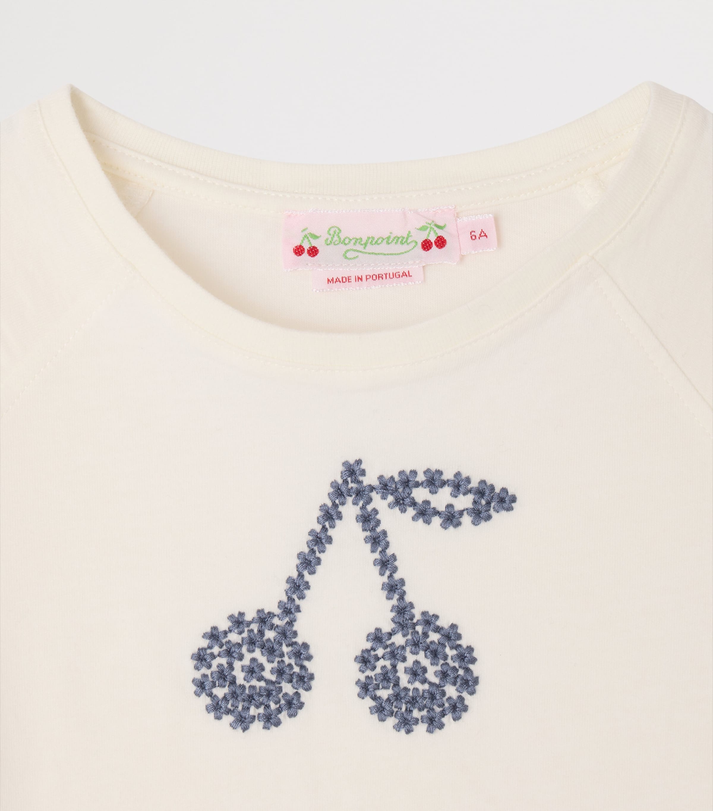 Bonpoint Cotton Cherry T-Shirt (10-14 Years) Upb Blanc Lait Image 3