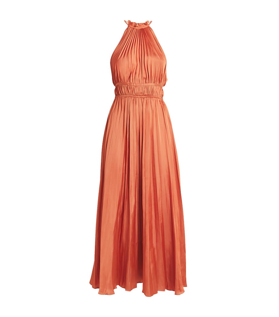 Satin Pleated Midi Dress TERRACOTA Image 1