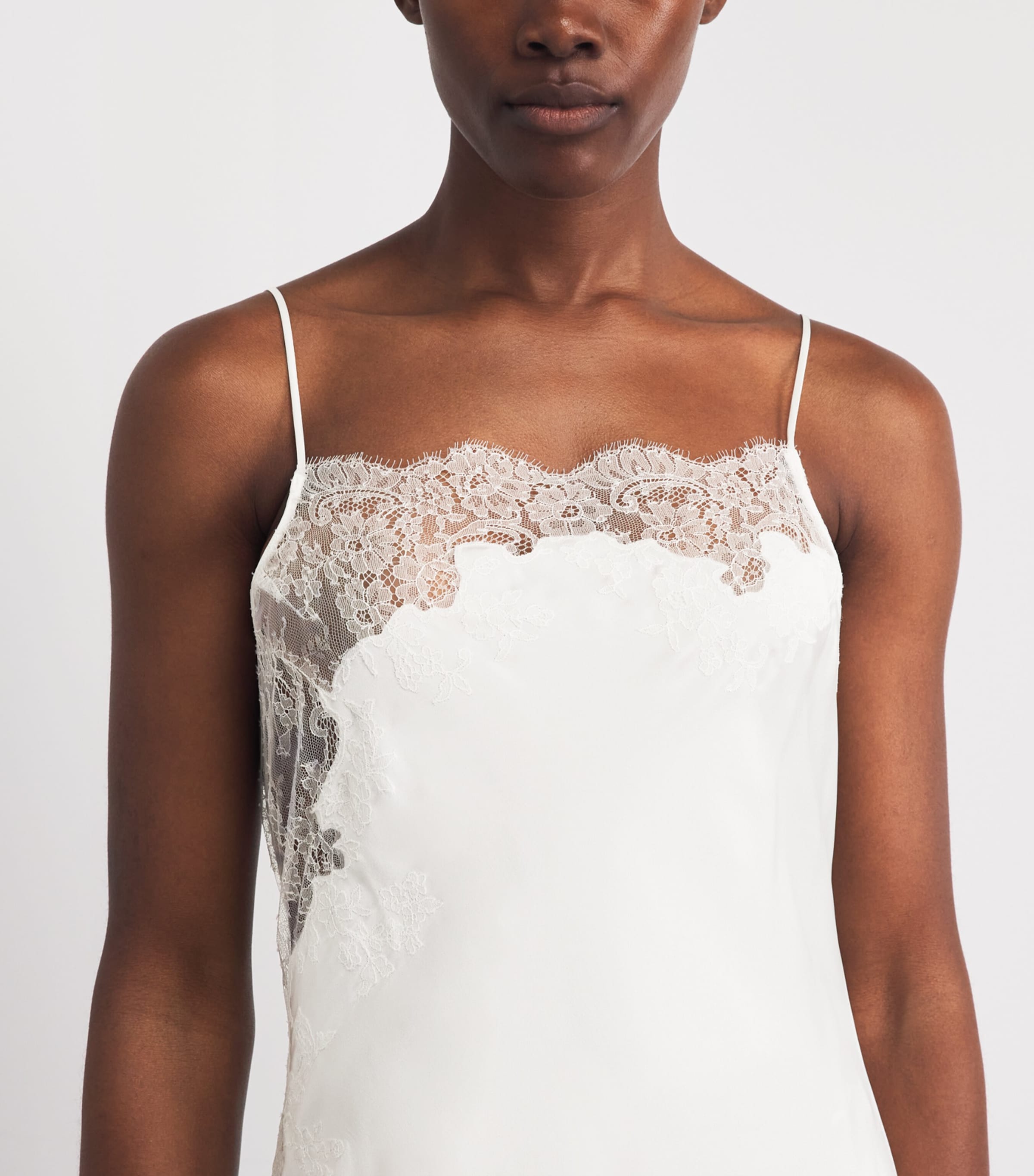 Carine Gilson Womens Silk Lace-Trim Slip Dress Nat/nat Image 3