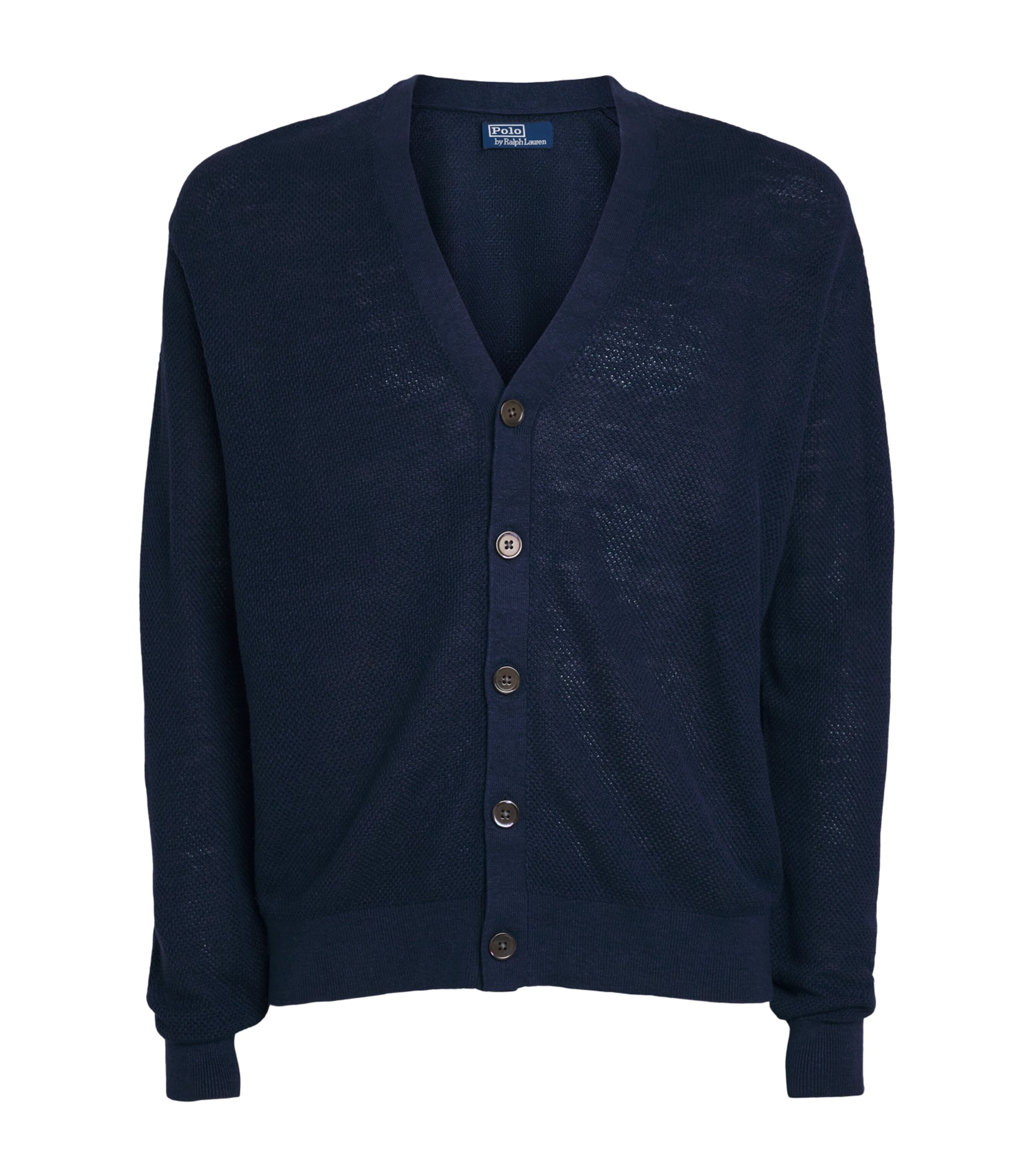 Polo Ralph Lauren Mens Linen Relaxed Cardigan Newport Navy Image 1