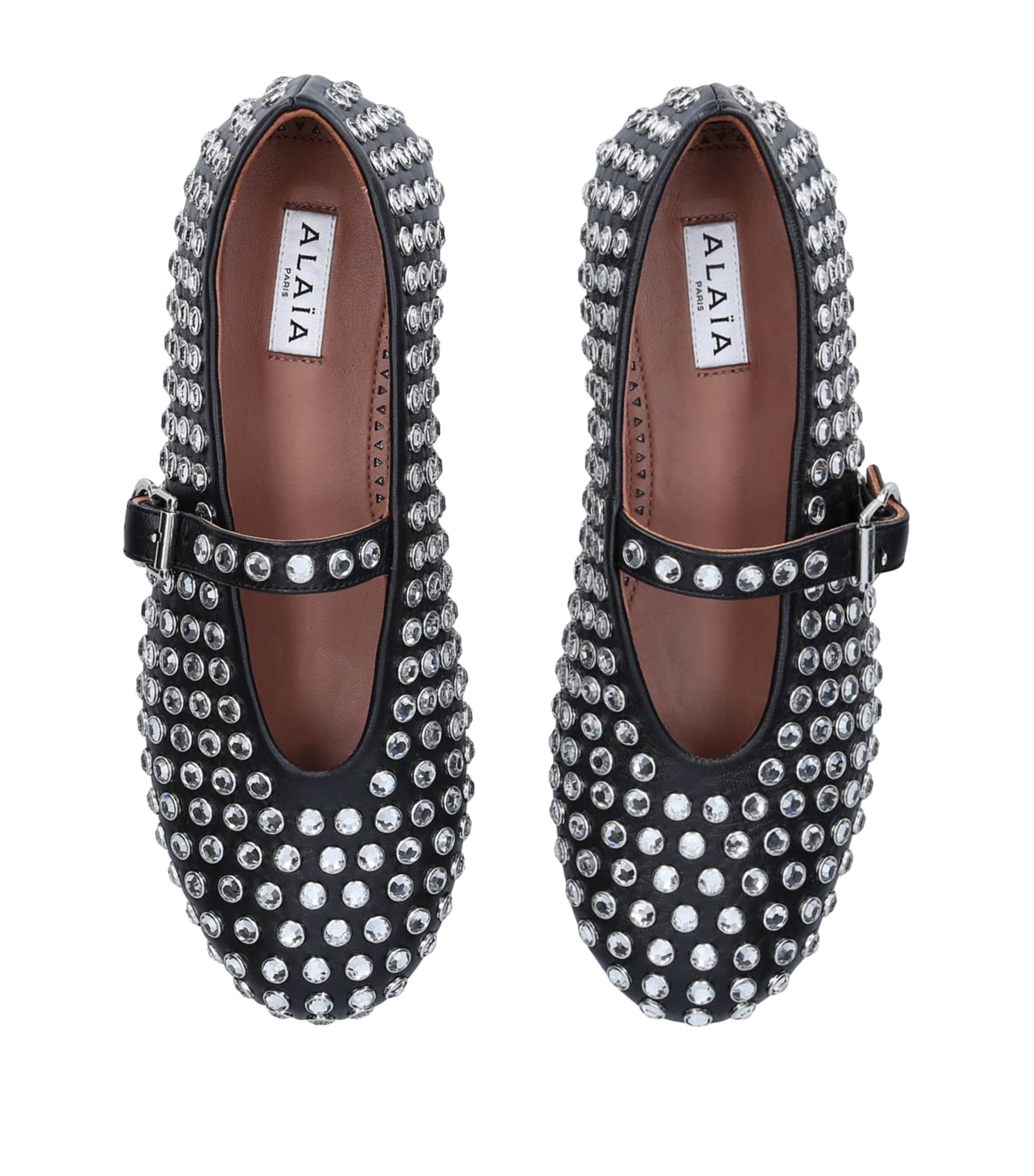 Crystal-Embellished Ballet Flats BLACK Image 4