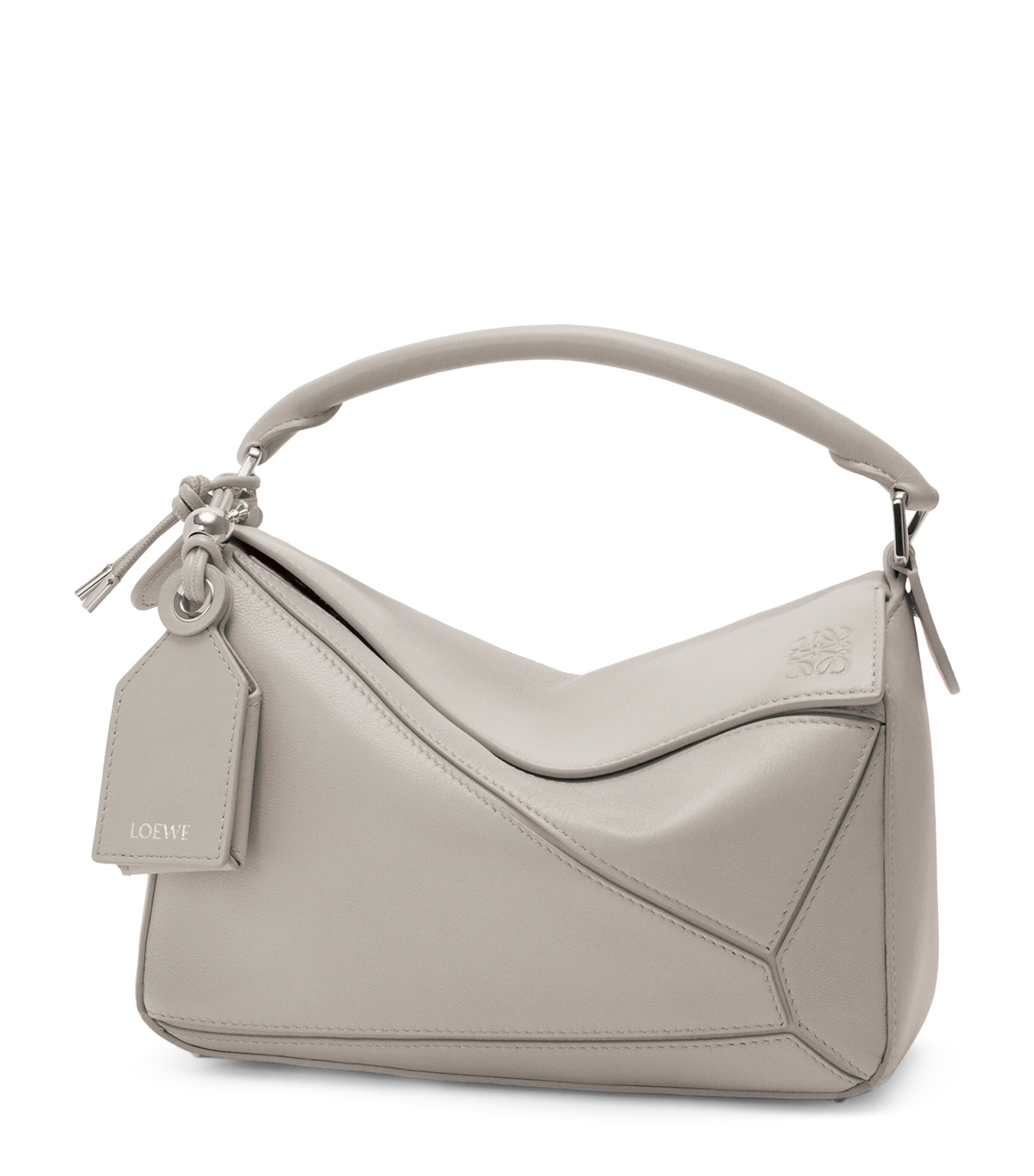 LOEWE Grey Small Leather Puzzle Top-Handle Bag | Harrods US