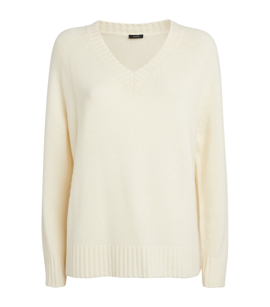 Open Cashmere V-Neck Sweater IVORY Image 1