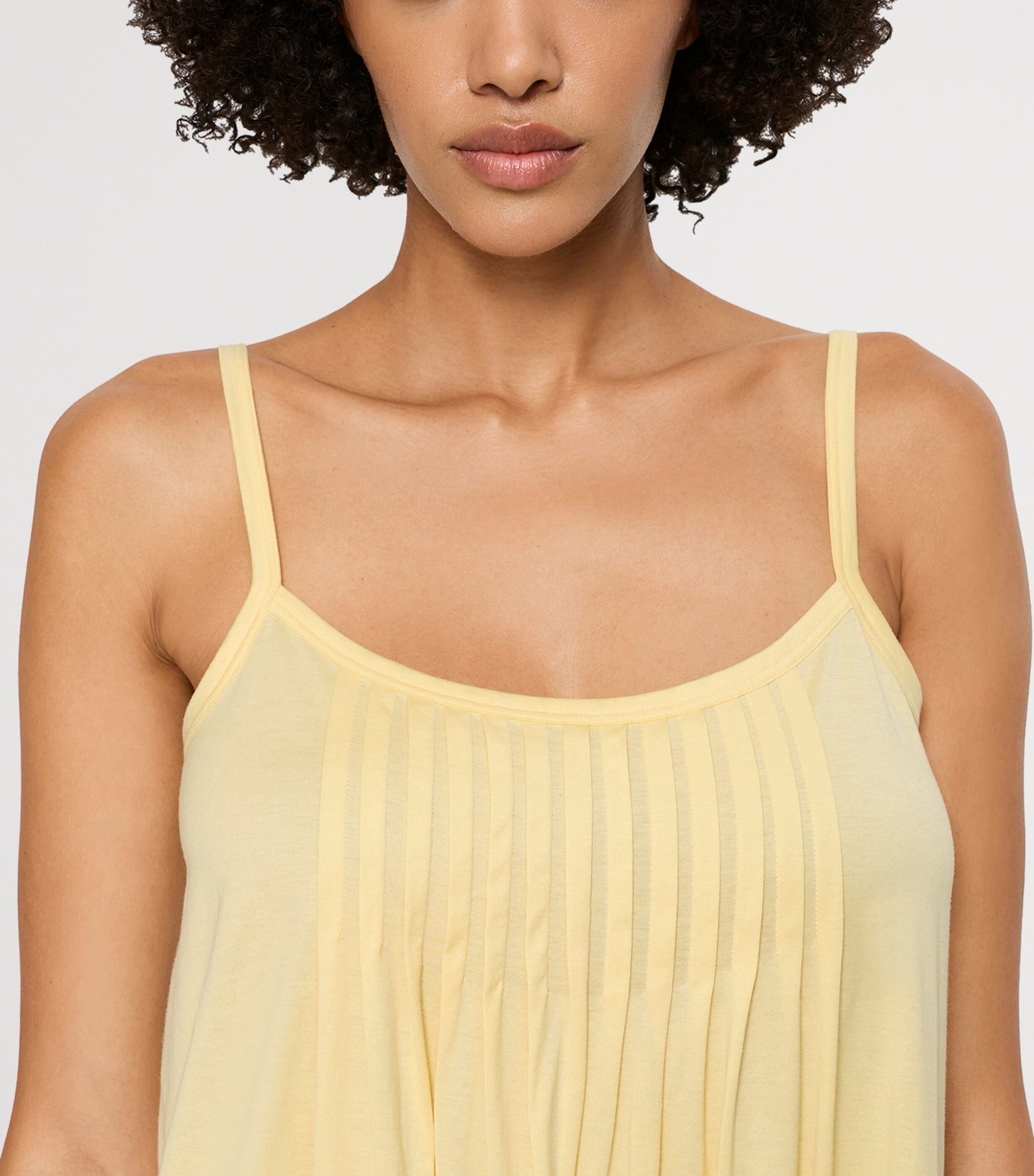 Hanro Womens Cotton Juliet Spaghetti Dress Vanilla Highlight Image 6
