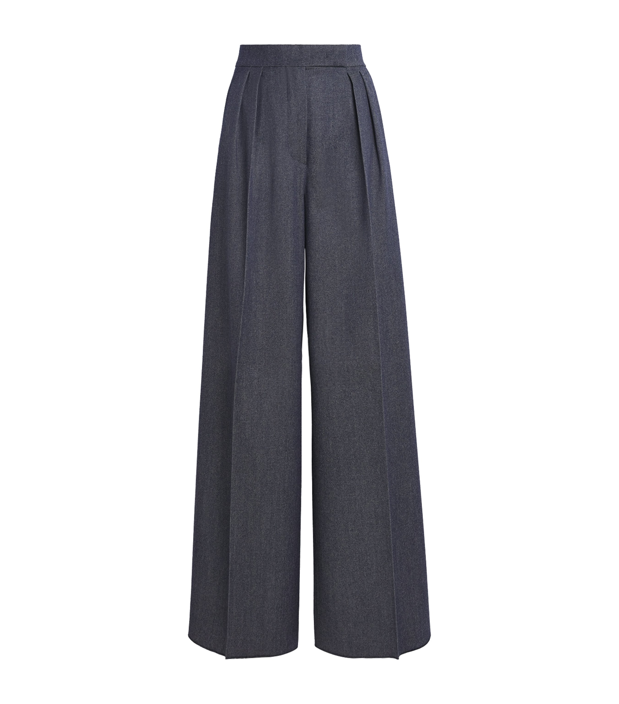 Max Mara Virgin Wool Wide-leg Trousers In Blue