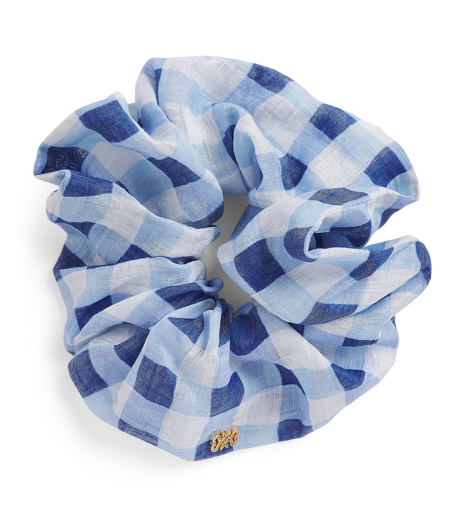 Linen-Blend Gingham Scrunchie BLU / WHITE Image 1