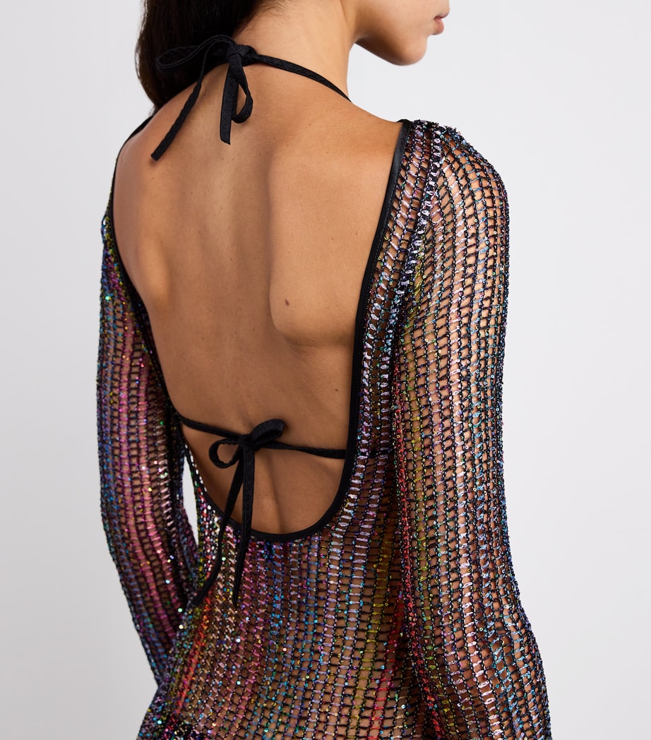 Sequin-Embellished Sheer Maxi Dress S91PF MULTI W BLACK BASE Image 6