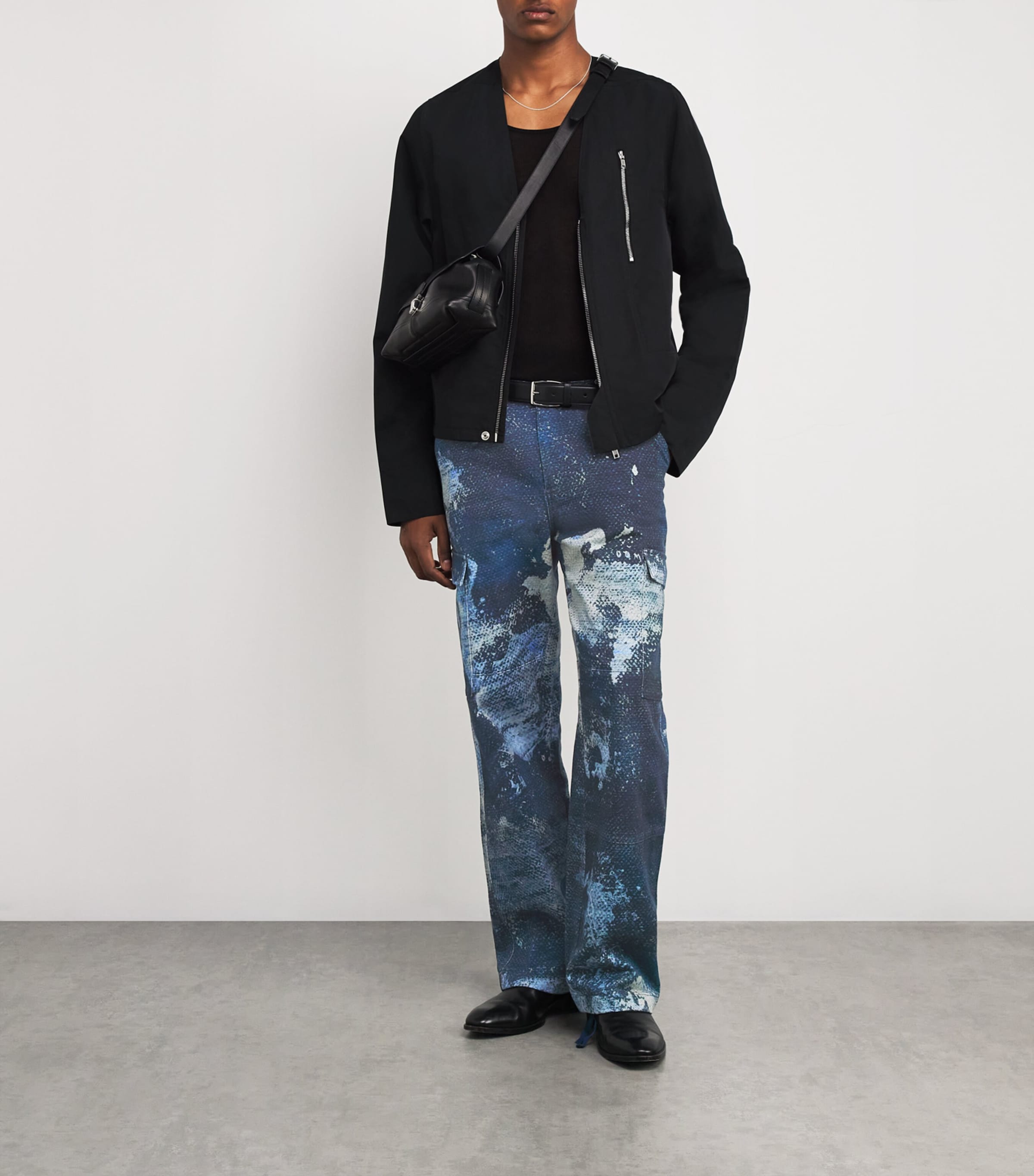 DOMREBEL Mens Cotton Deep Cargo Trousers Blue Image 2