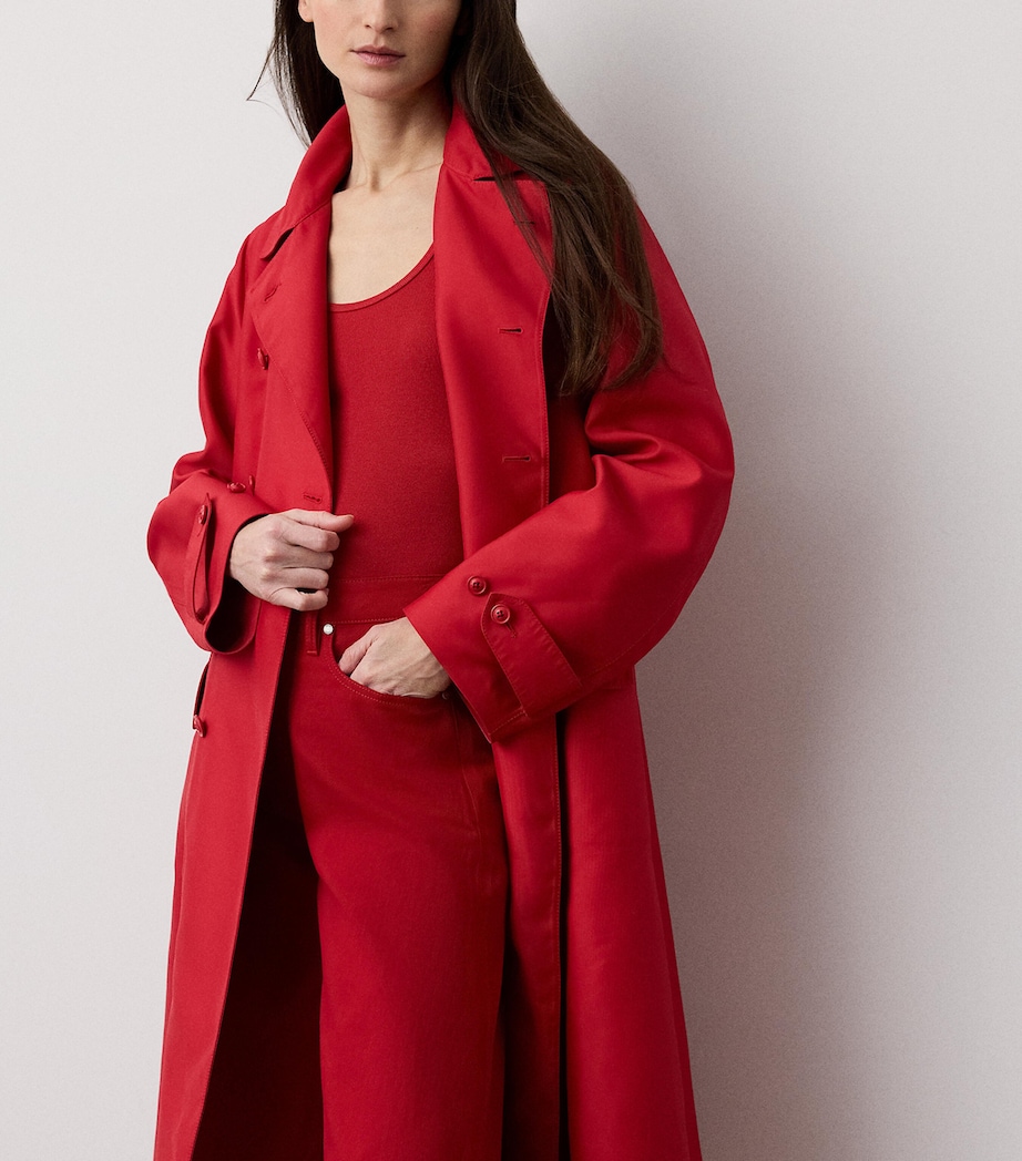 Ralph Lauren Collection Womens Silk-Blend Raquel Trench Coat Bright Red Image 4