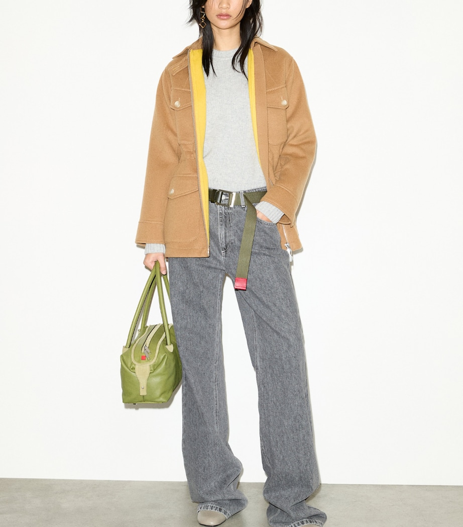 MAX&Co. Womens Virgin Wool Utility Jacket Camel Image 2