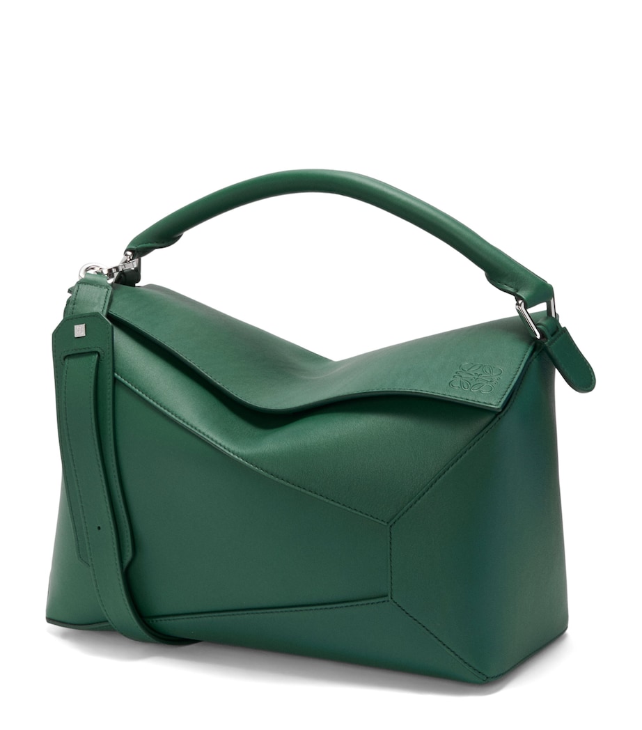 Large Leather Puzzle Edge Top-Handle Bag EVERGREEN Image 1