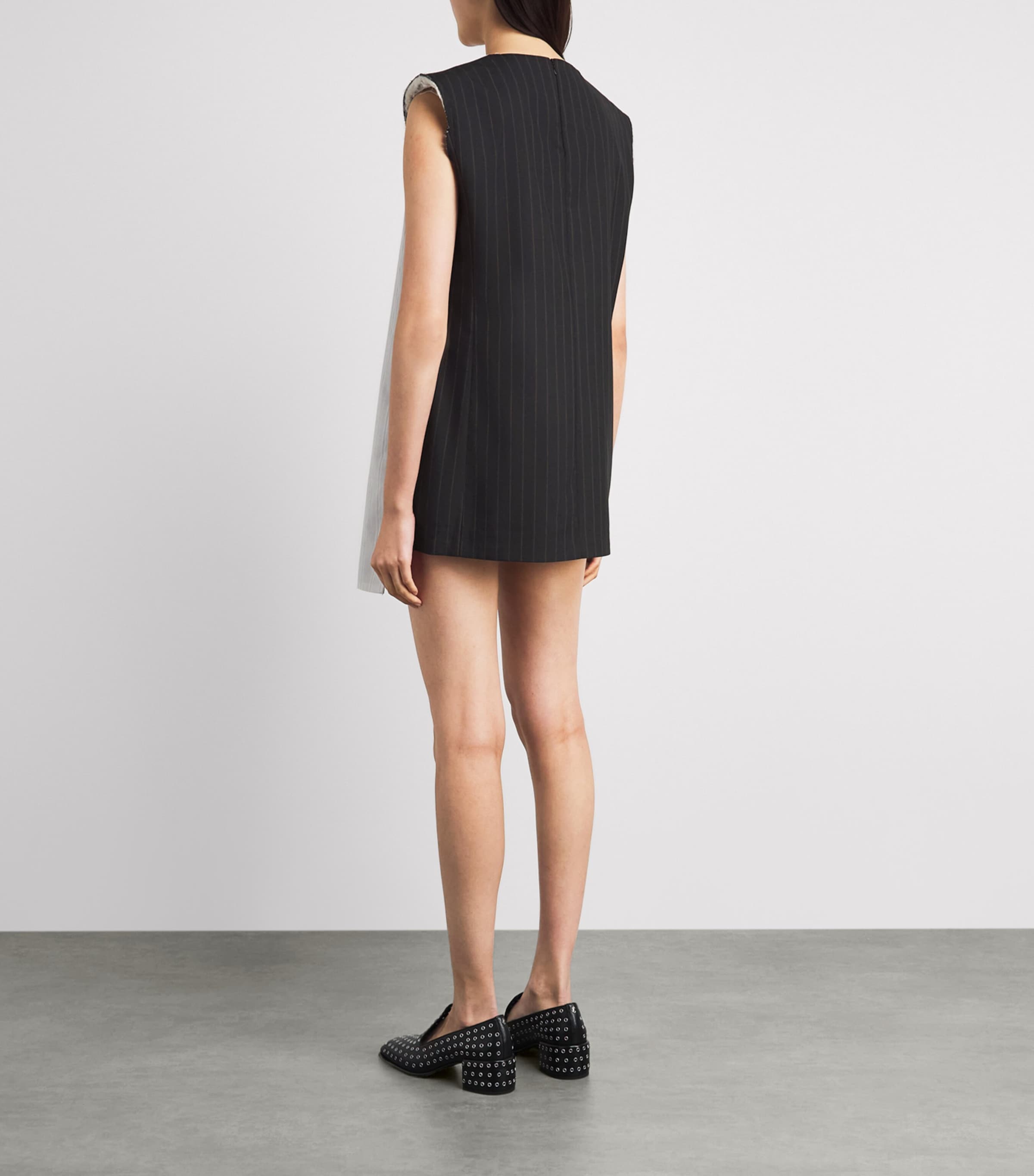 LATE FOR WORK Womens Striped Two-Tone Deconstructed Mini Dress Nvy Str Image 6