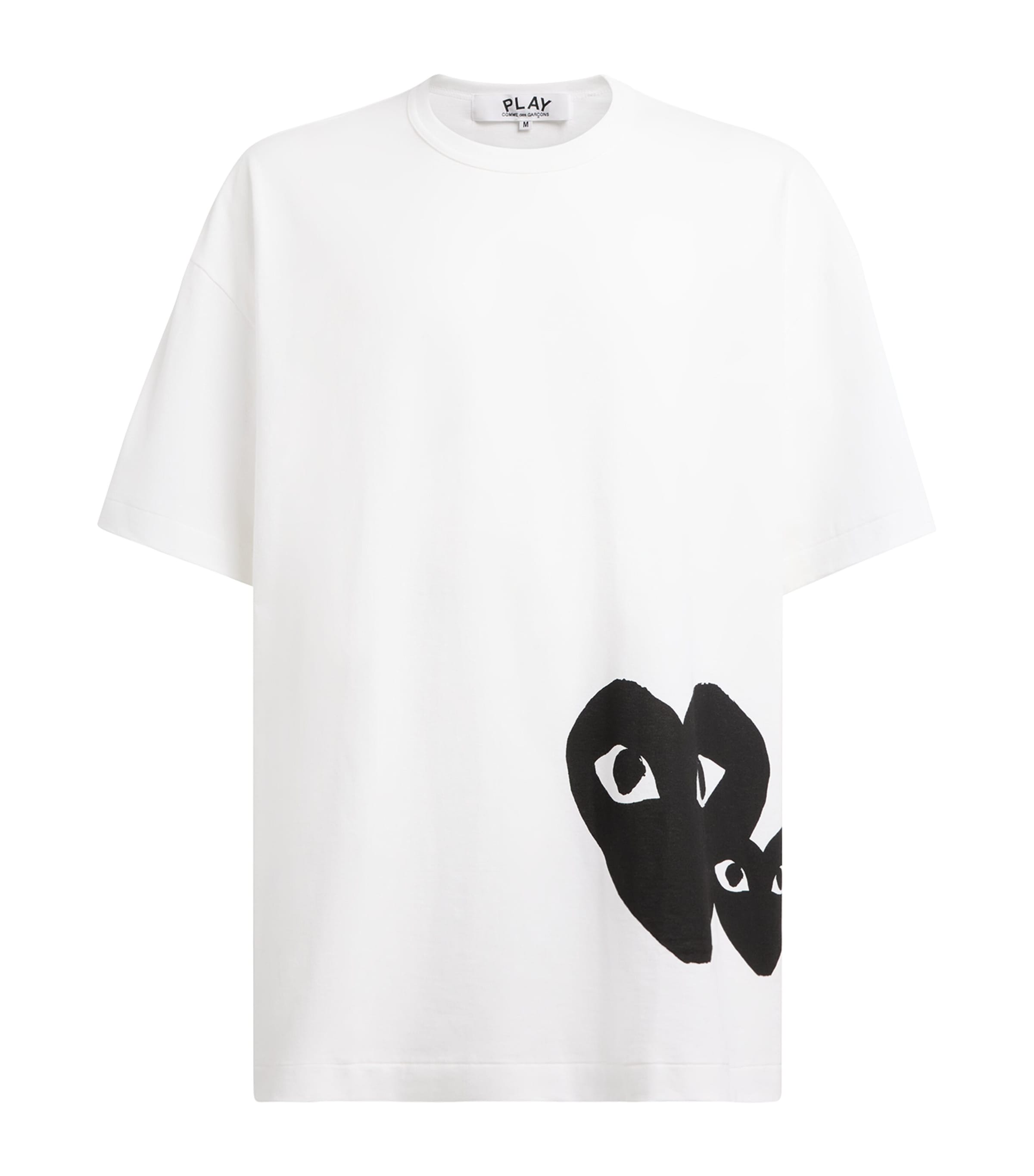 Comme Des Garçons Mens Cotton Oversized Double Heart T-Shirt White/black Image 1