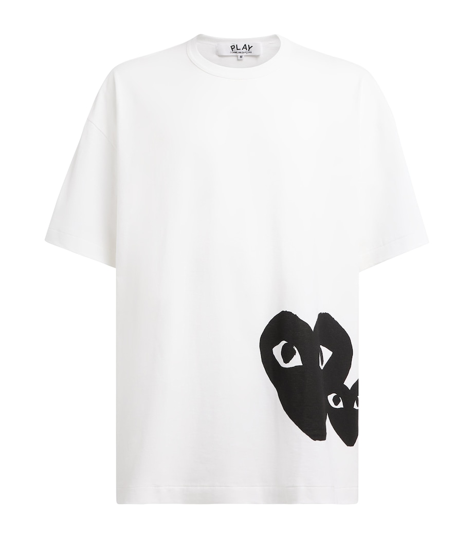 Comme Des Garçons Mens Cotton Oversized Double Heart T-Shirt White/black Image 1