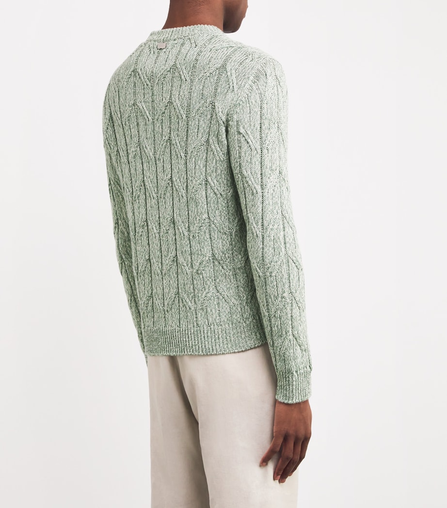 Cashmere-Silk-Blend Cable-Knit Sweater E37 SAGE Image 4